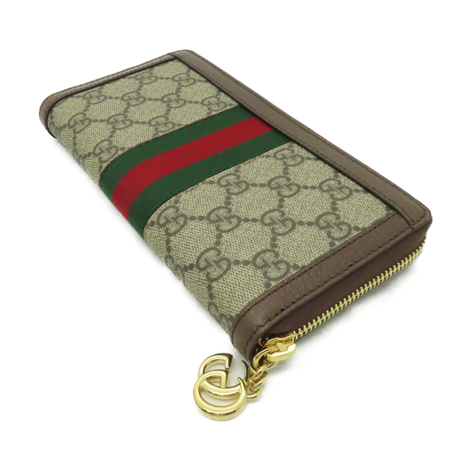 GUCCI 【激減優惠】塗層帆布Zipper Long Wallet金扣長錢包啡色