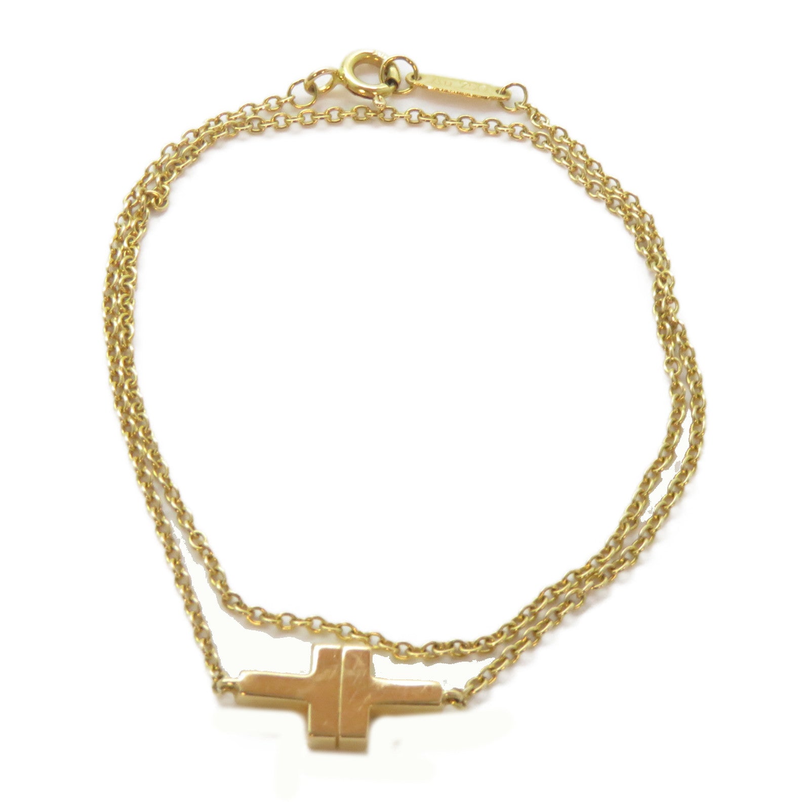TIFFANY＆CO 18K玫瑰金T Two Double Chain Bracelet手鏈