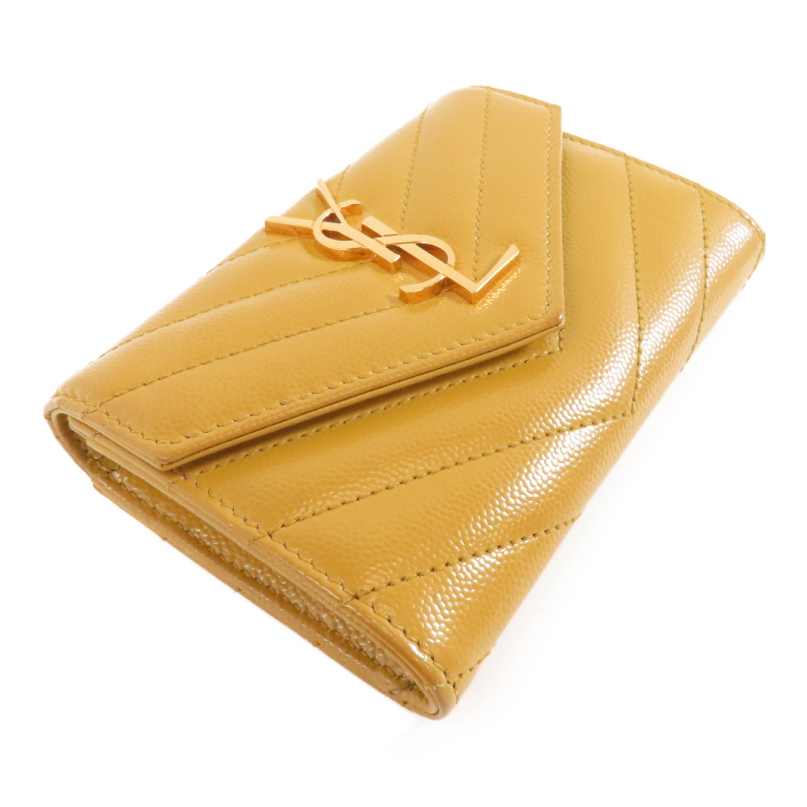 SAINT LAURENT 牛皮皮革Card Case金扣卡片套黃色