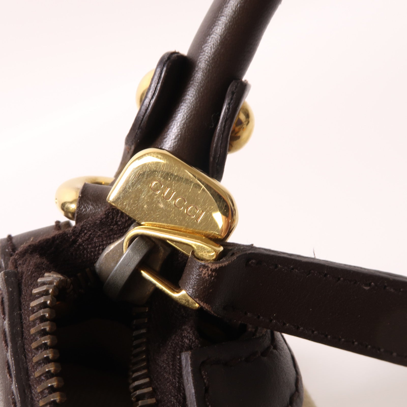 GUCCI 帆布Shoulder Bag金扣肩背袋啡色