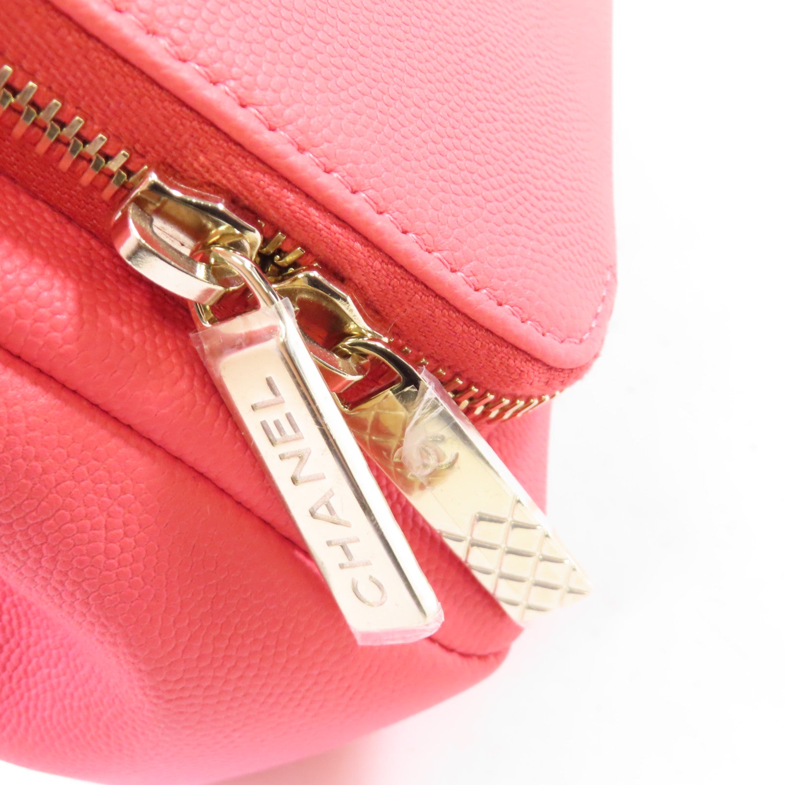 CHANEL 菱格Caviar皮革Affinity 2Way Chain Shoulder Bag金扣鏈帶手挽肩背兩用袋粉紅色