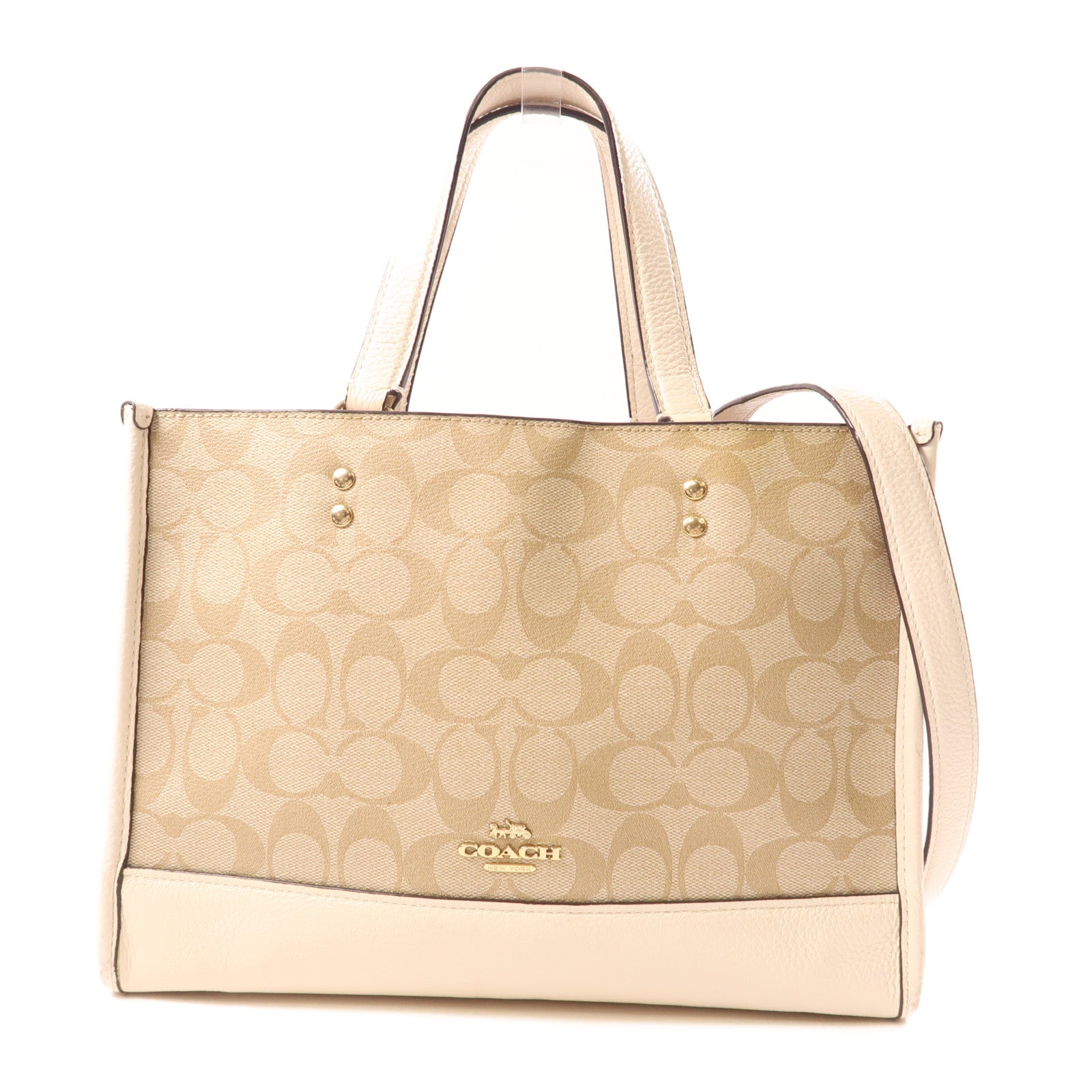 COACH 塗層帆布/皮革2 Way Shoulder金扣手挽肩背兩用袋