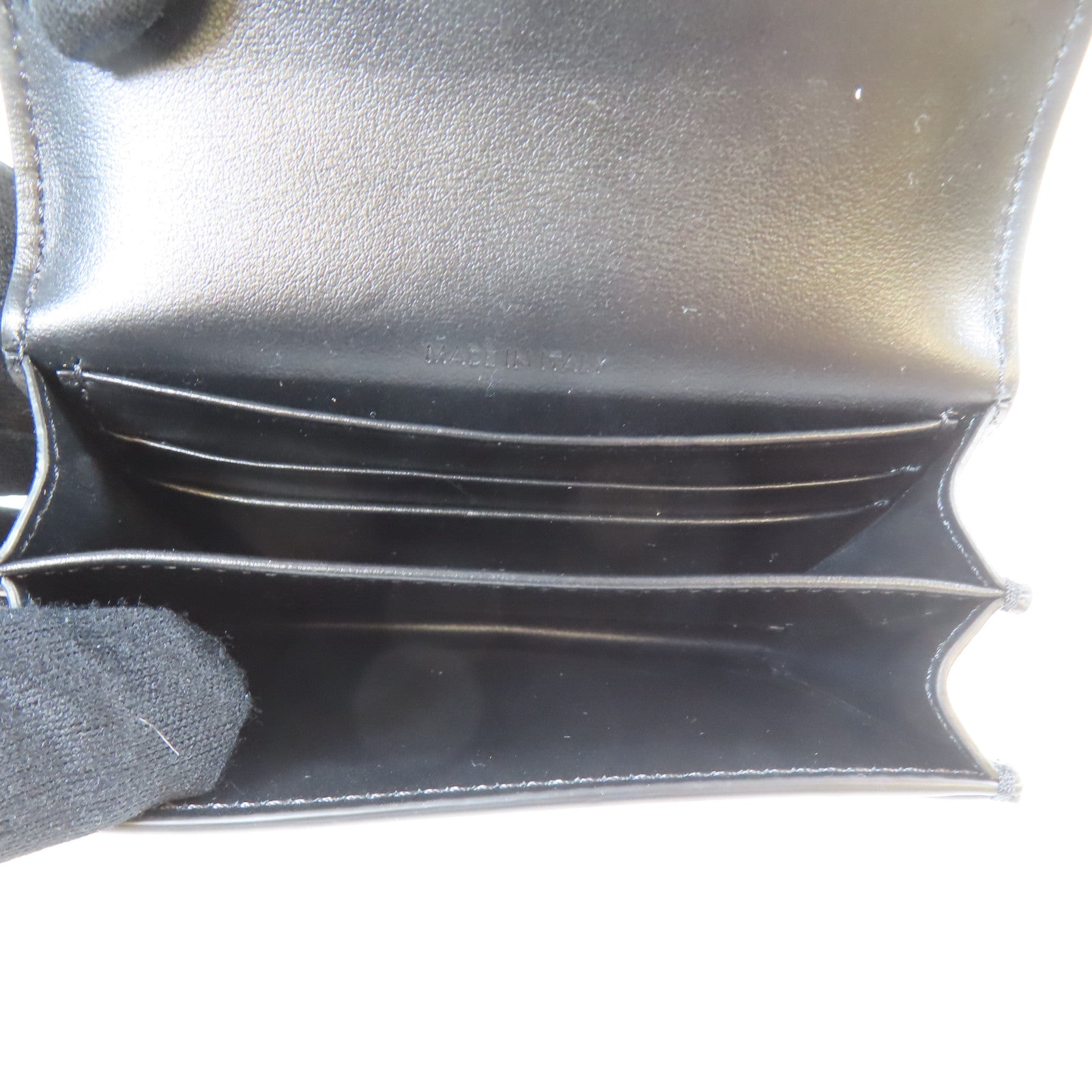 CELINE 牛皮皮革Triomphe Card Case金扣卡片套黑色