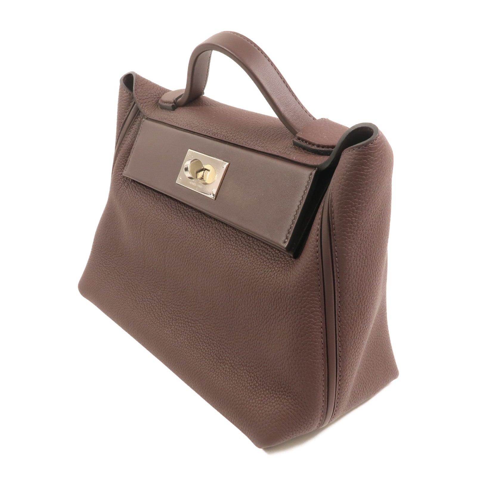 HERMES Evercolor皮革24/24 29cm銀扣手挽肩背兩用袋Rouge Sellier
