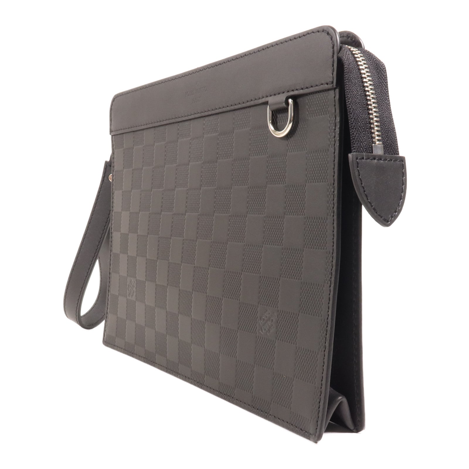 LOUIS VUITTON Damier Infini Stand Pouch銀扣手拿包