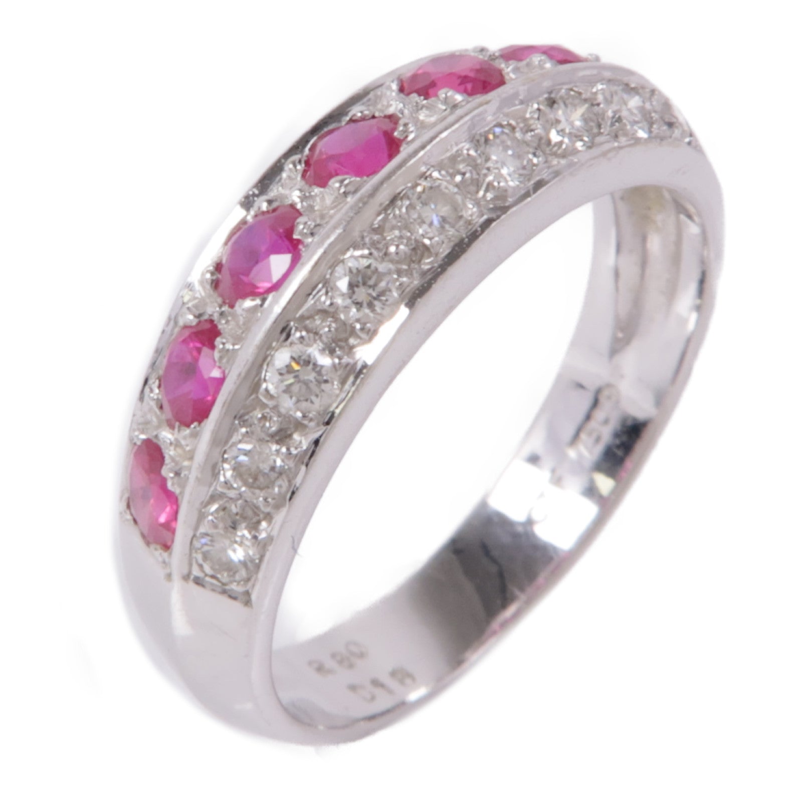 JEWELRY 【激減優惠】18K白金Ruby/Diamond Ring紅寶石/鑽石戒指US#6