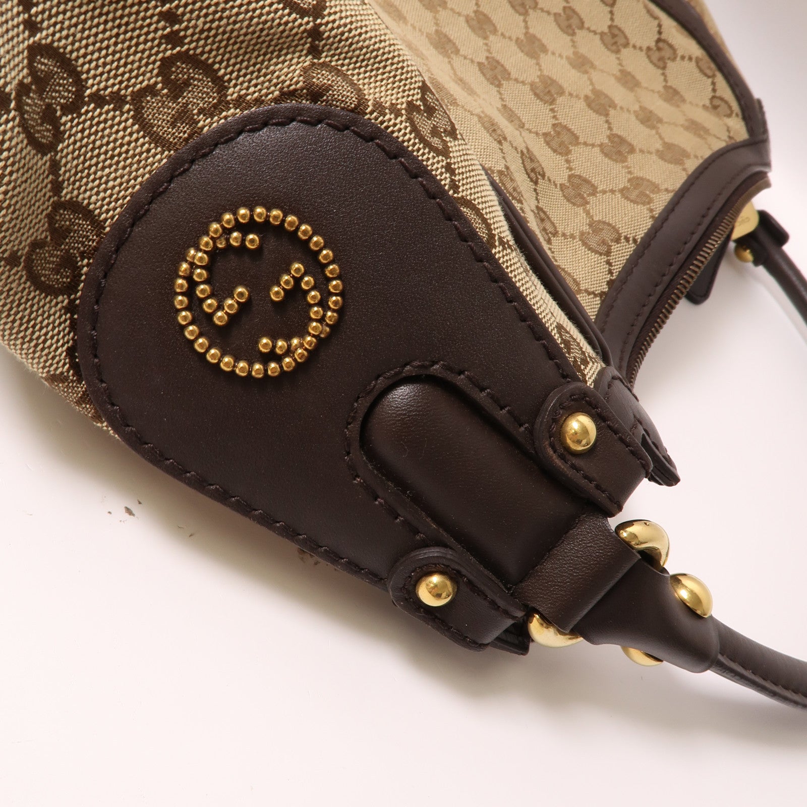 GUCCI 帆布Shoulder Bag金扣肩背袋啡色