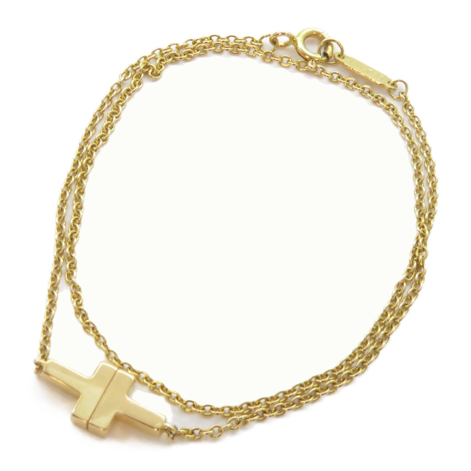 TIFFANY＆CO 18K玫瑰金T Two Double Chain Bracelet手鏈