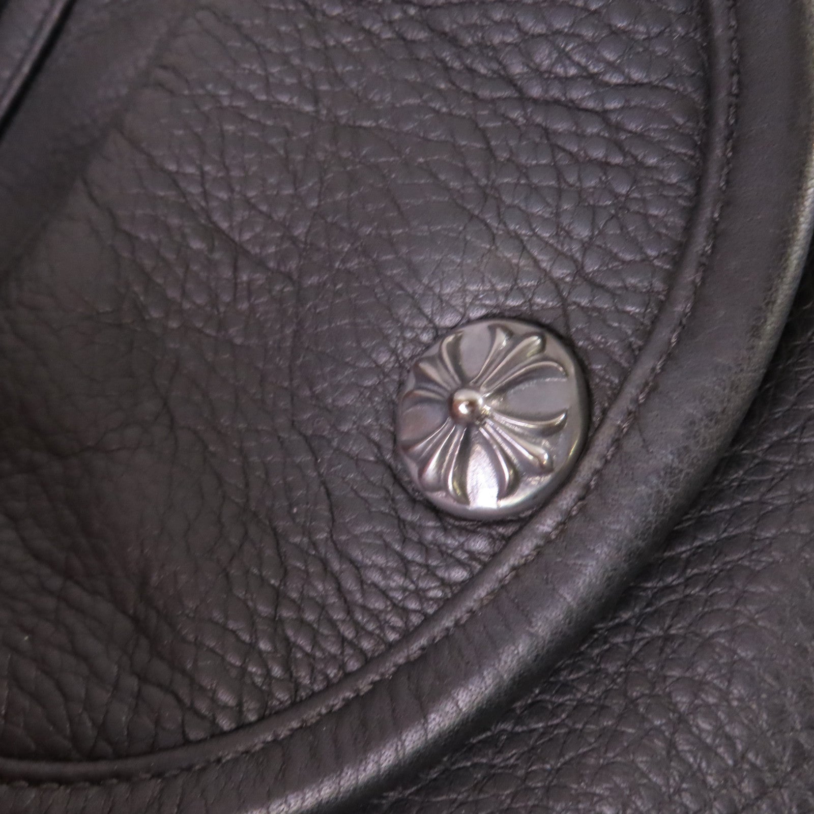 CHROME HEARTS 牛皮皮革Shoulder Bag銀扣肩背袋黑色