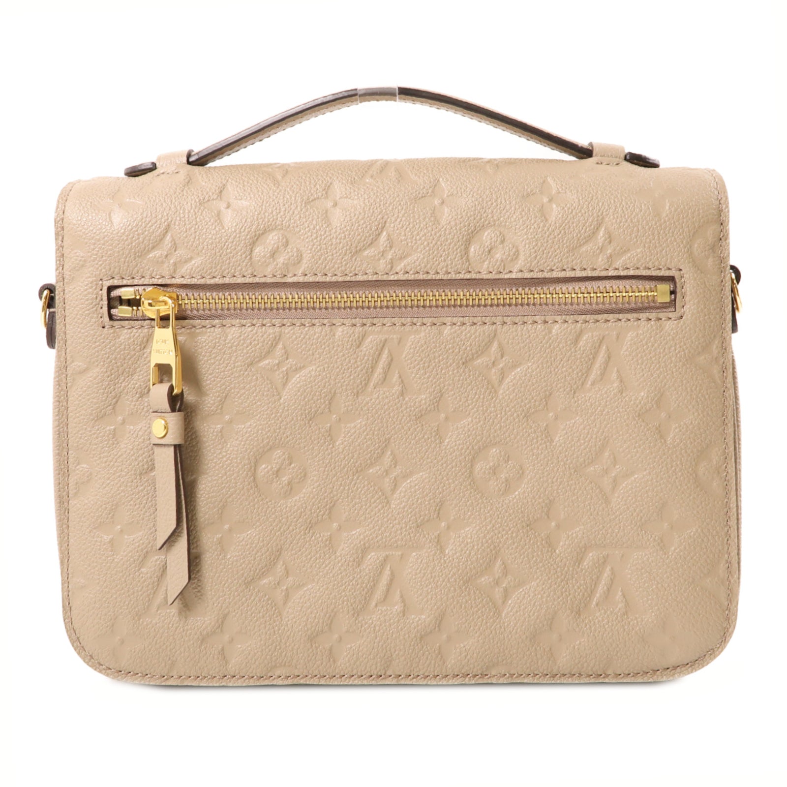 LOUIS VUITTON Monogram Empreinte Pochette Metis金扣手挽肩背兩用袋米色