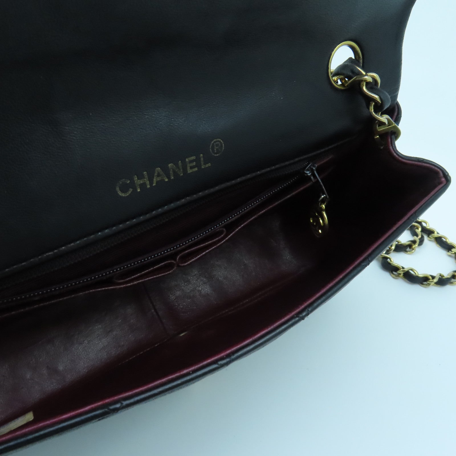 CHANEL rhombic sheepskin leather Chain Shoulder gold buckle shoulder bag black