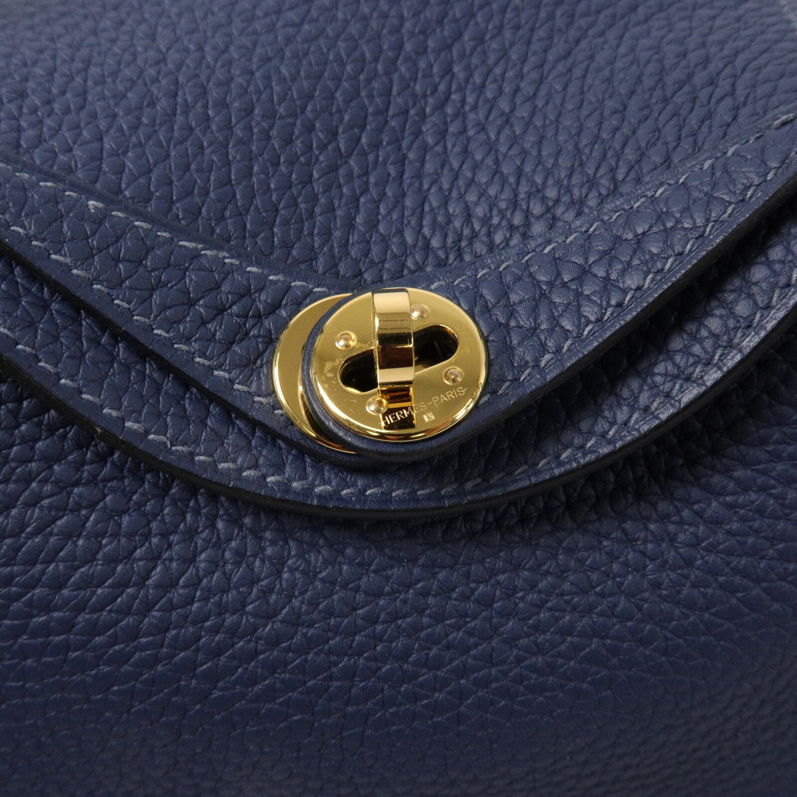 HERMES Clemence皮革Mini Lindy手挽肩背兩用袋Blue De Prusse