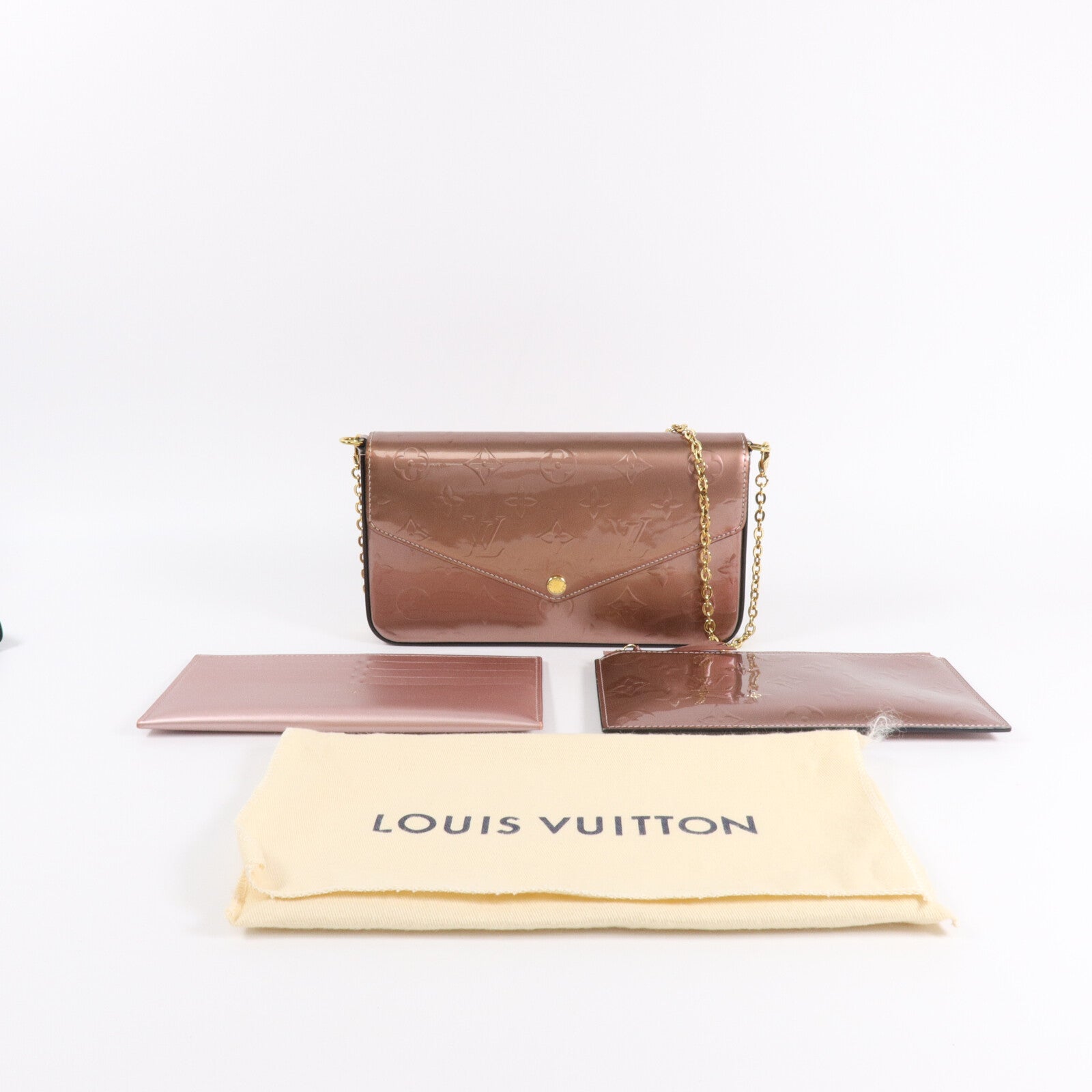 LOUIS VUITTON Monogram Vernis Pochette Felicie鏈帶肩背袋