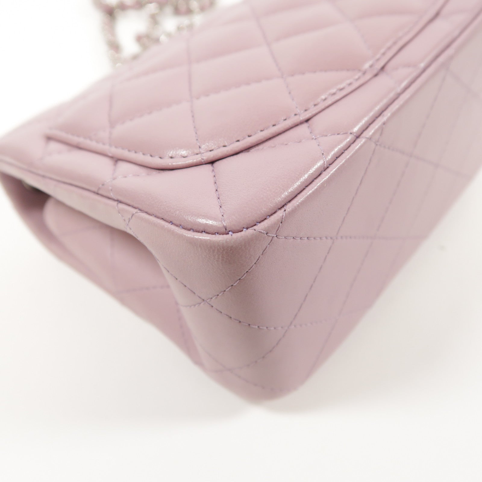 CHANEL 羊皮皮革Flap Bag 17cm銀扣鏈帶肩背袋