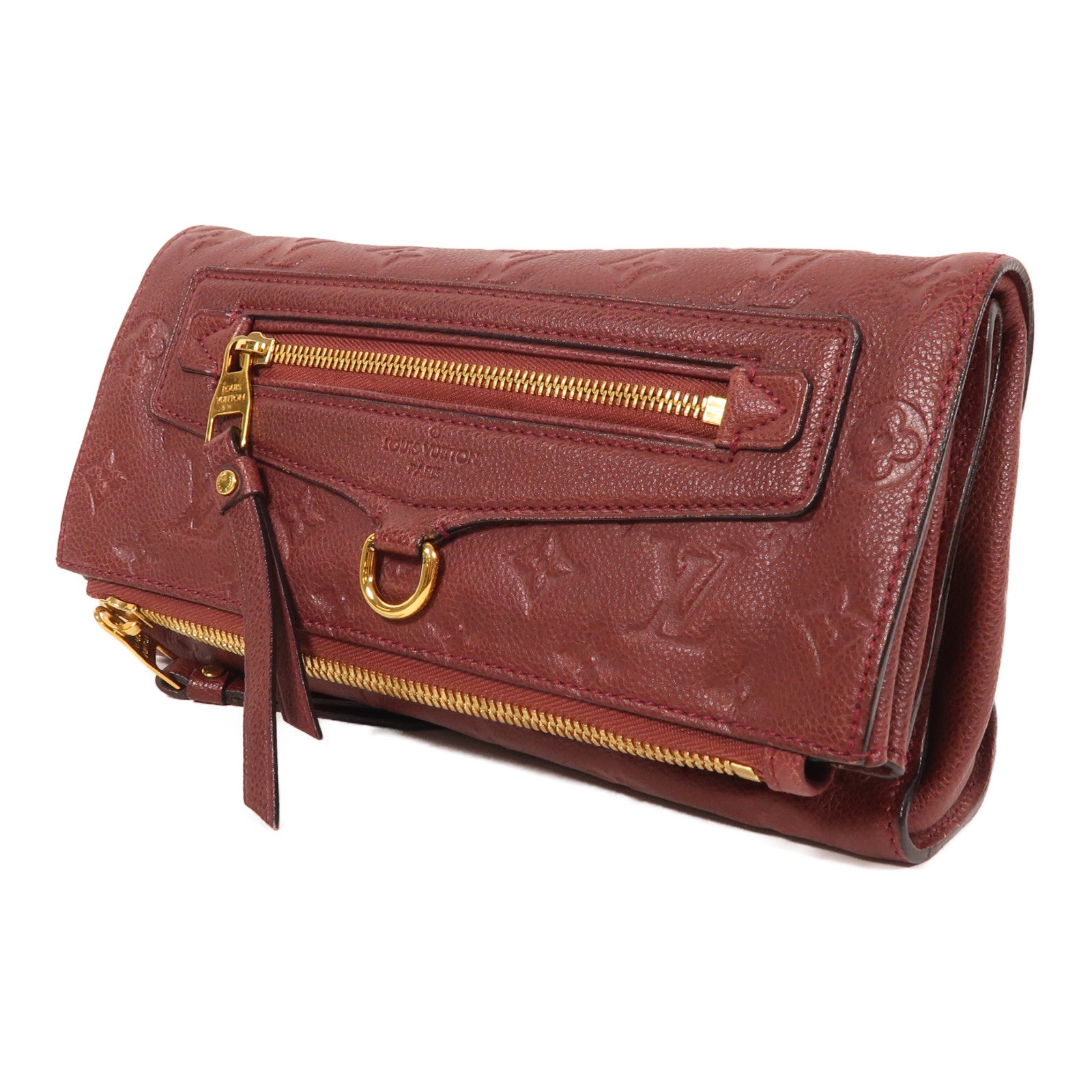 LOUIS VUITTON Monogram Empreinte Petillante Clutch金扣手拿包紅色