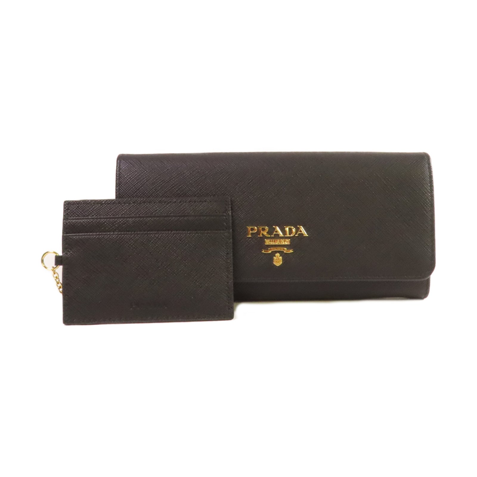 PRADA 【激減優惠】Saffiano皮革Long Wallet金扣長錢包黑色