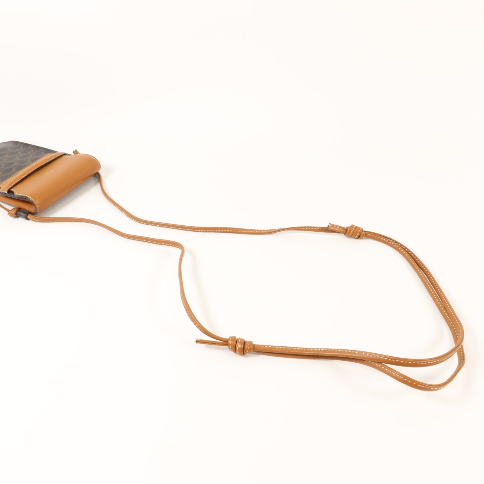 CELINE 塗層帆布/羊皮皮革Triomphe Phone Case電話肩背袋