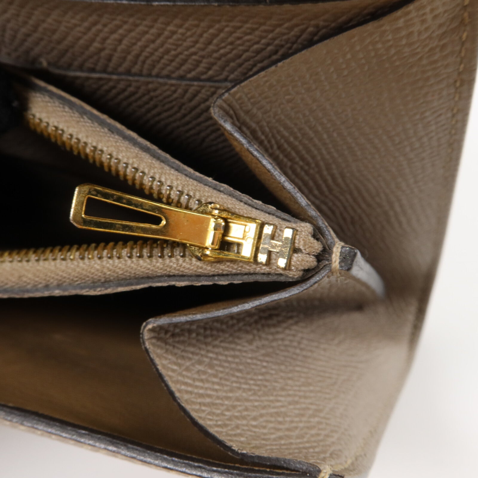 HERMES Epsom皮革Constance Compact Wallet錢包Gris Asphalte