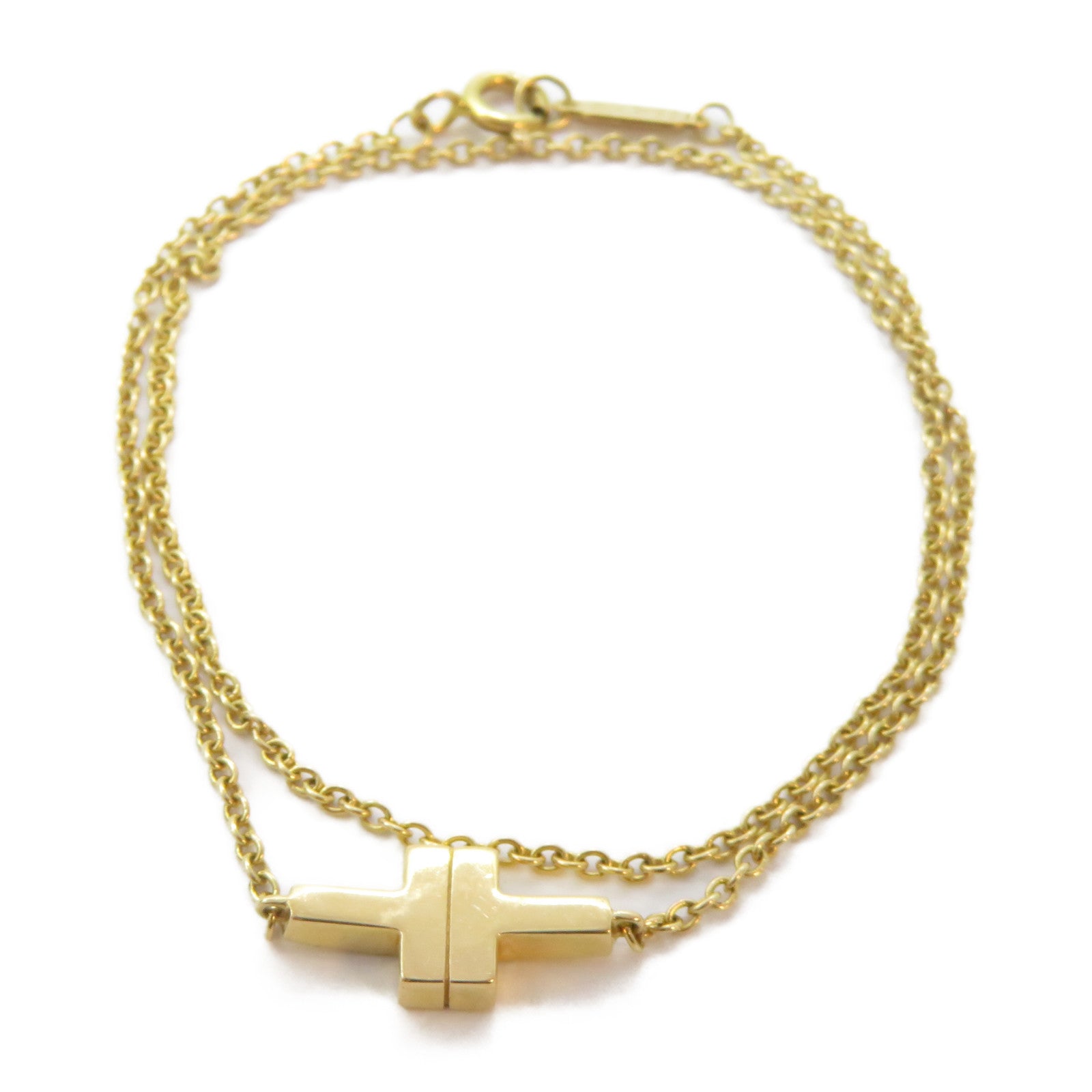 TIFFANY＆CO 18K玫瑰金T Two Double Chain Bracelet手鏈