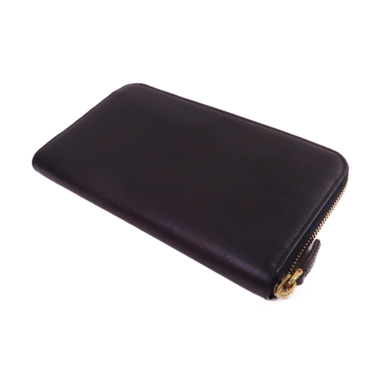 PRADA Saffiano皮革Zip Around Long Wallet金扣拉鏈長錢包啡色