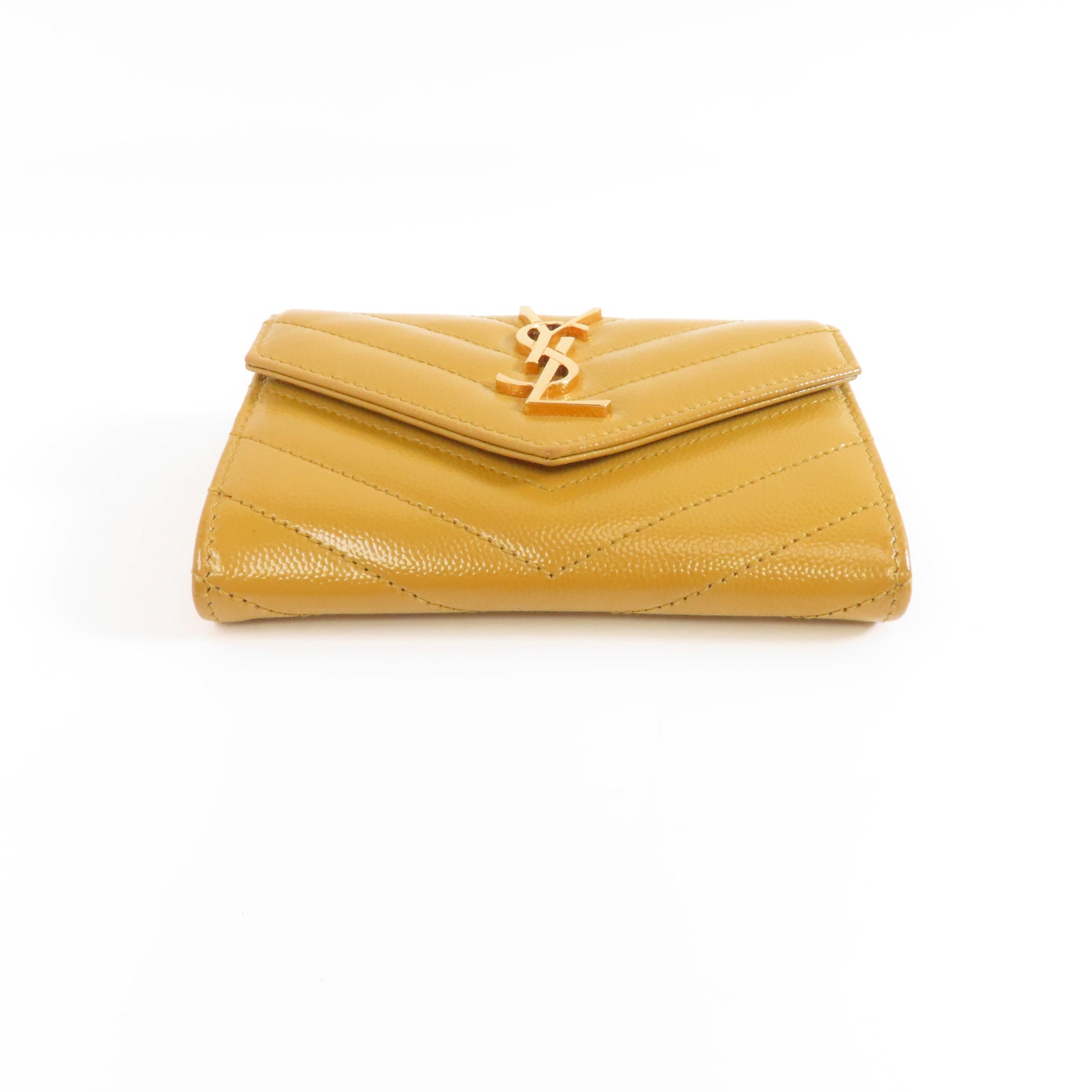 SAINT LAURENT 牛皮皮革Card Case金扣卡片套黃色
