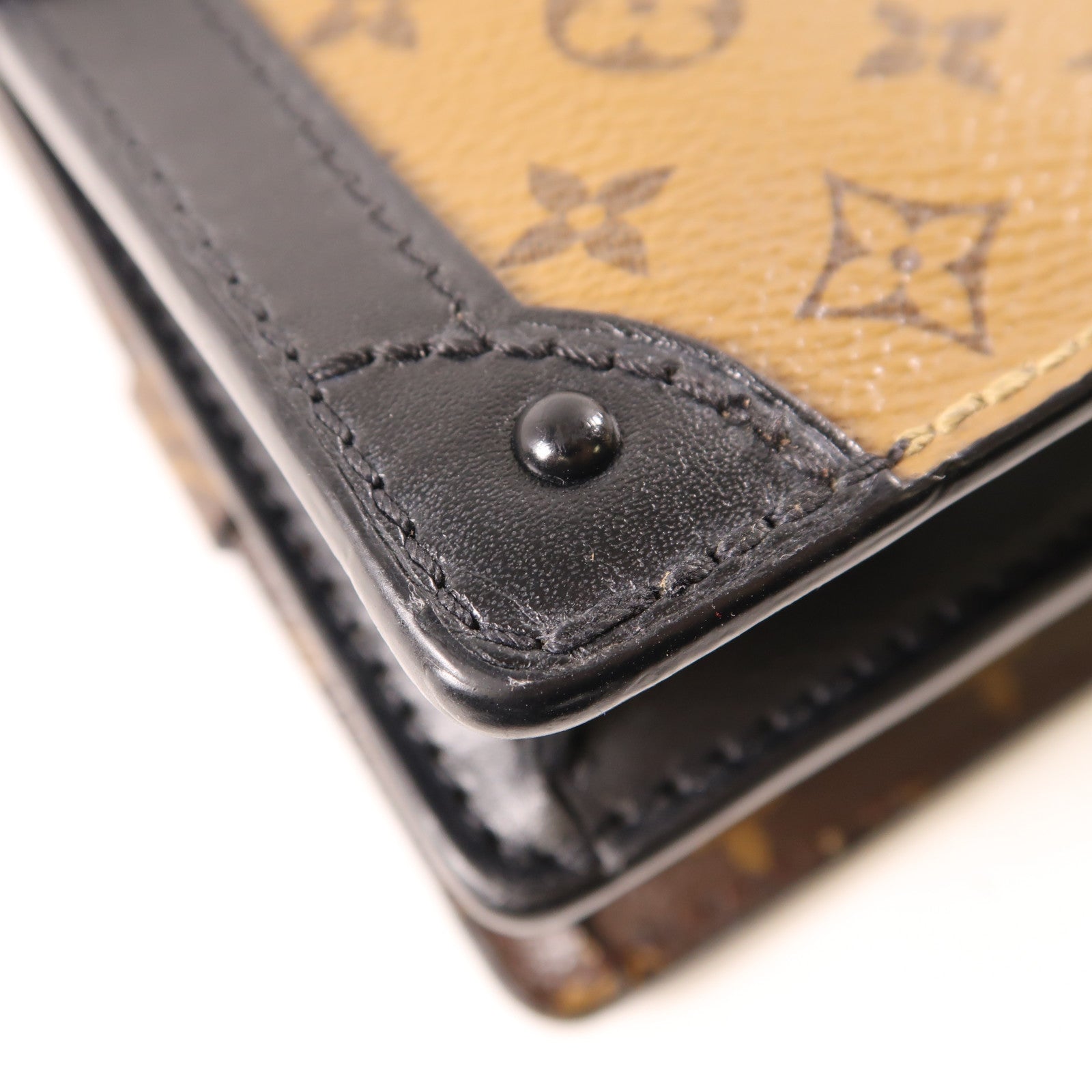 LOUIS VUITTON Monogram Reverse Trunk Clutch金扣肩背袋棕色
