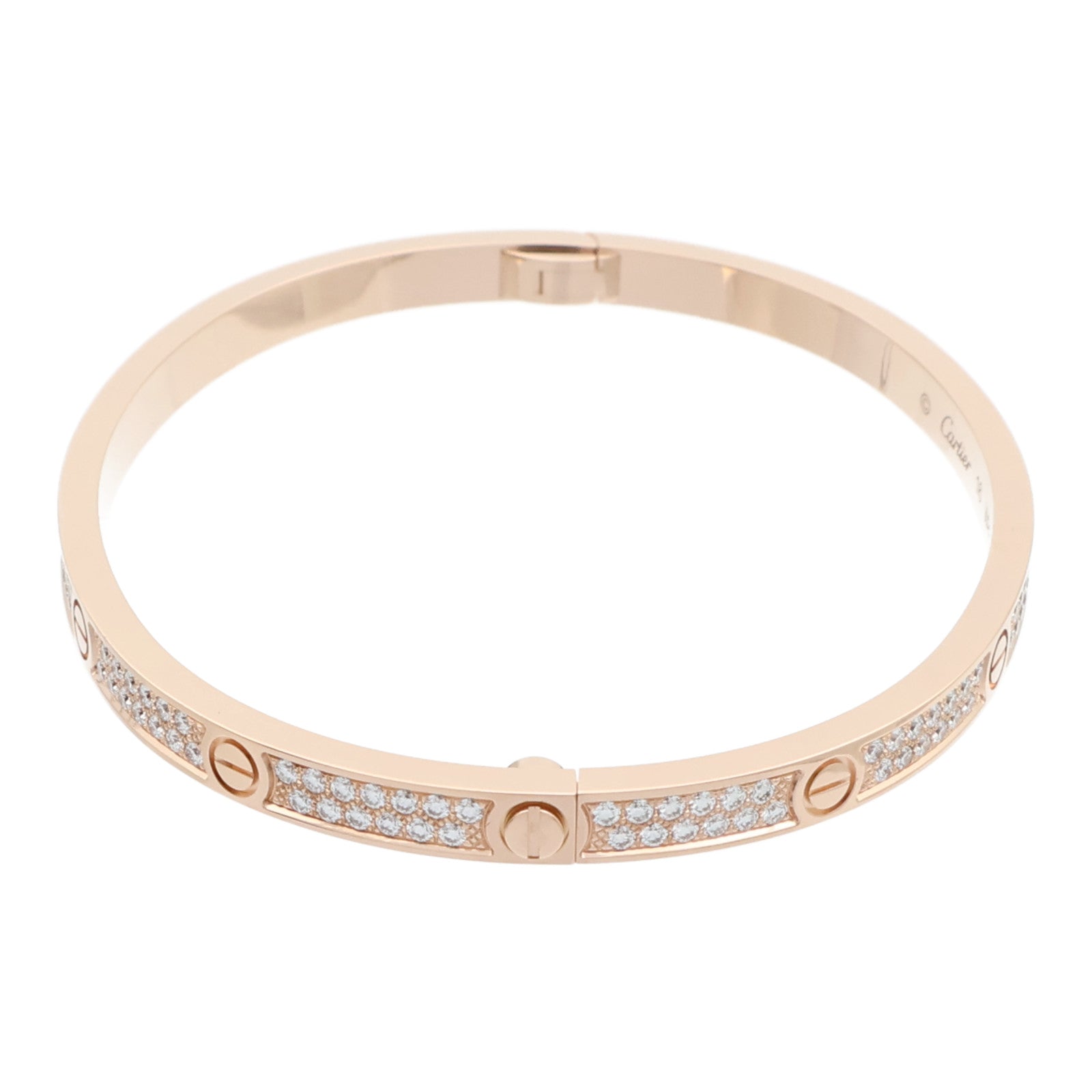 CARTIER 18K玫瑰金Love Bangle SM Paved鑽石手鐲Cartier#16