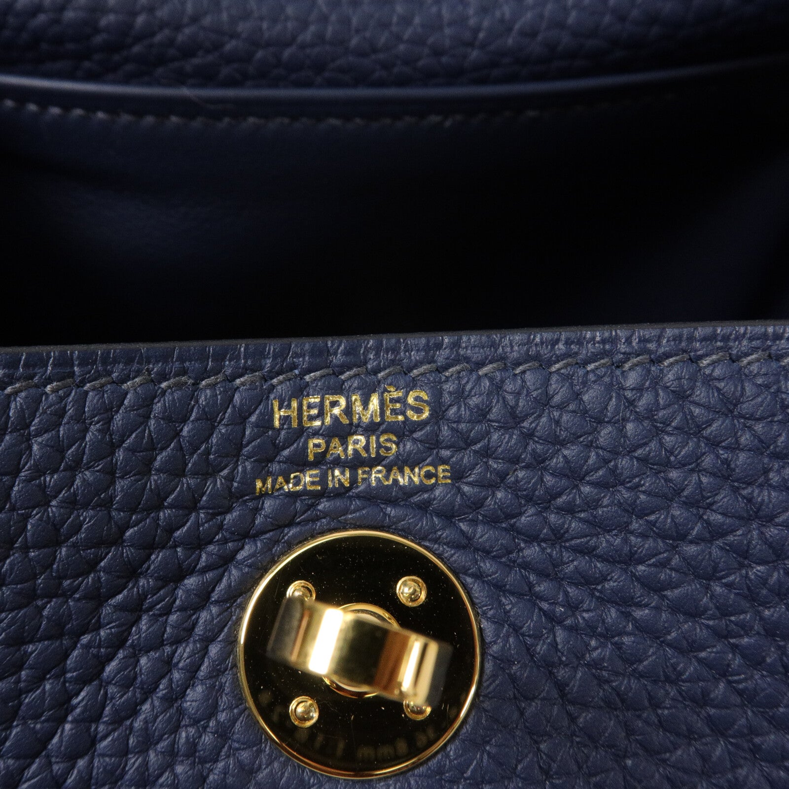HERMES Clemence皮革Mini Lindy手挽肩背兩用袋Blue De Prusse