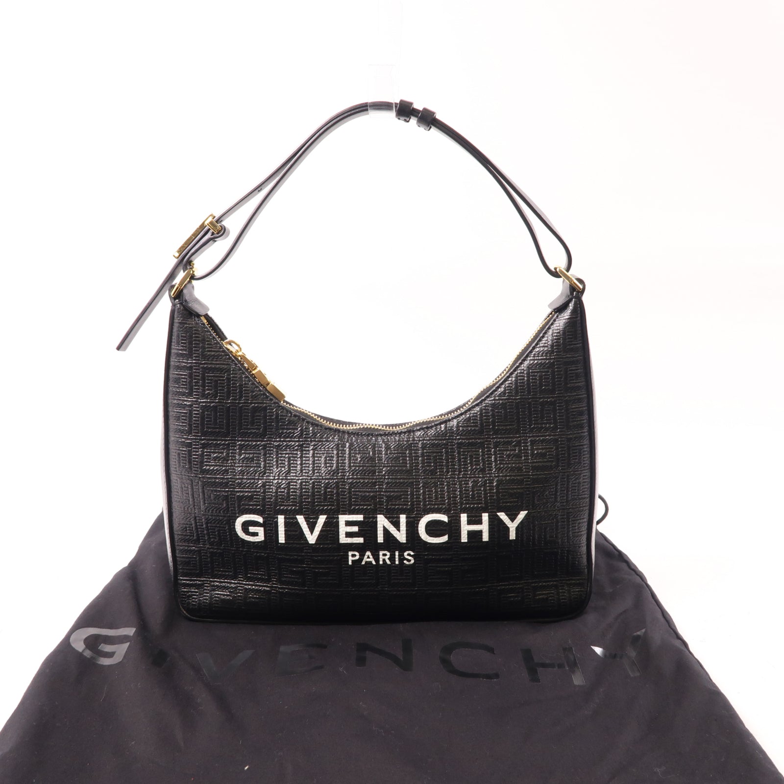 GIVENCHY 牛皮皮革Small Moon Cut Out Bag金扣肩背袋黑色