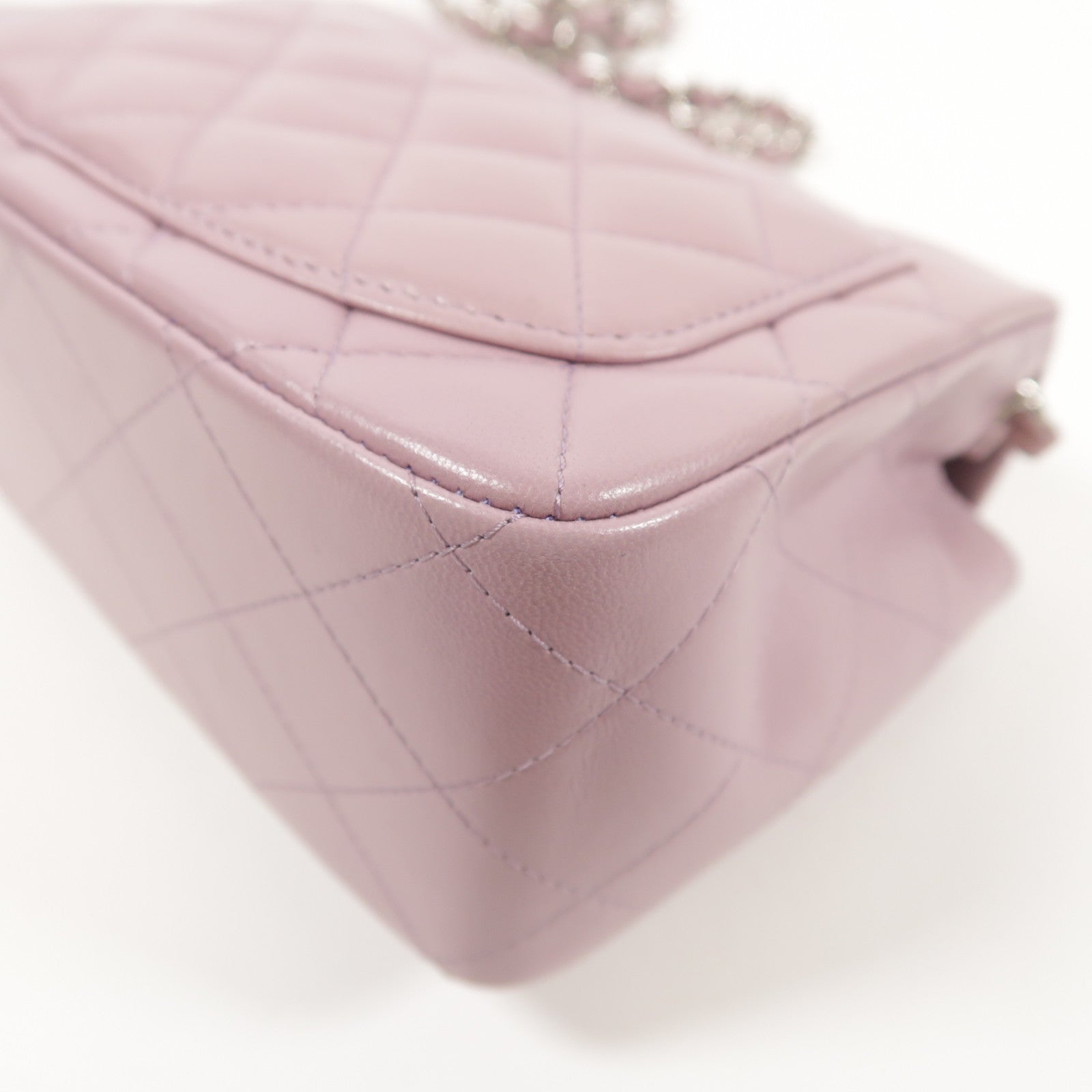 CHANEL 羊皮皮革Flap Bag 17cm銀扣鏈帶肩背袋