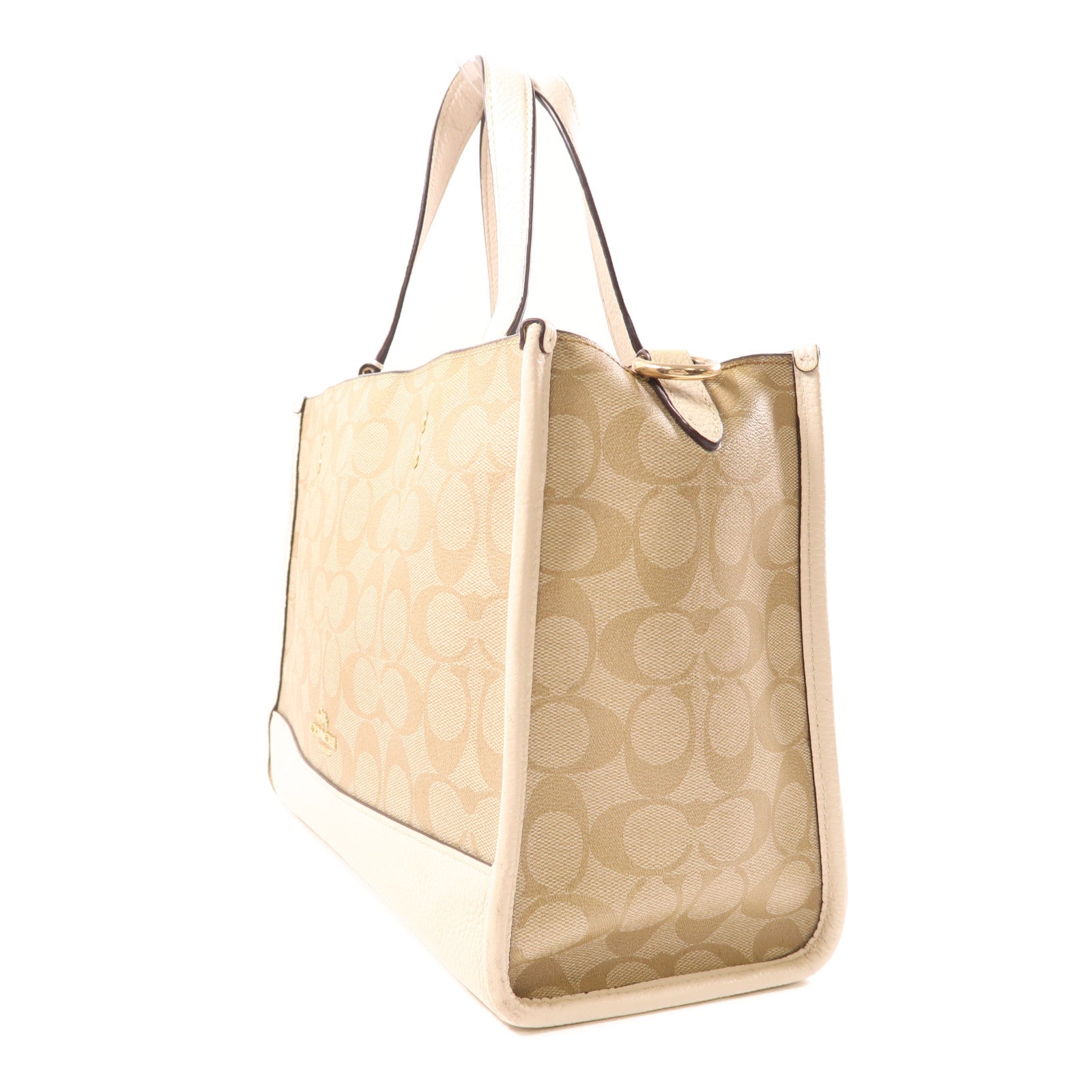 COACH 塗層帆布/皮革2 Way Shoulder金扣手挽肩背兩用袋