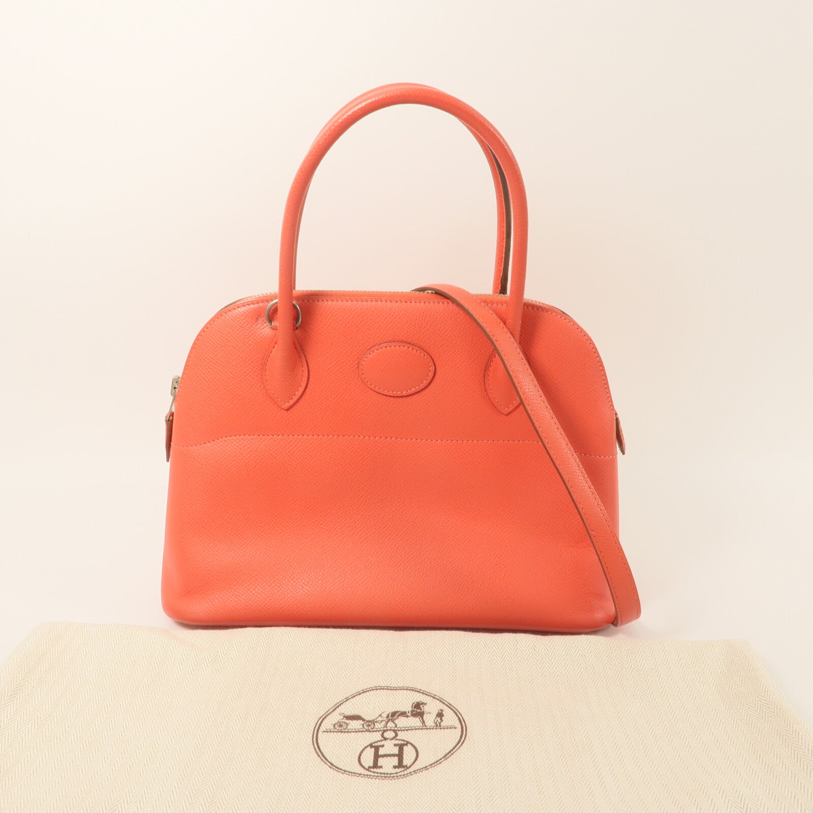 HERMES Epsom皮革Bolide 27手挽肩背兩用袋Rose Jaipur