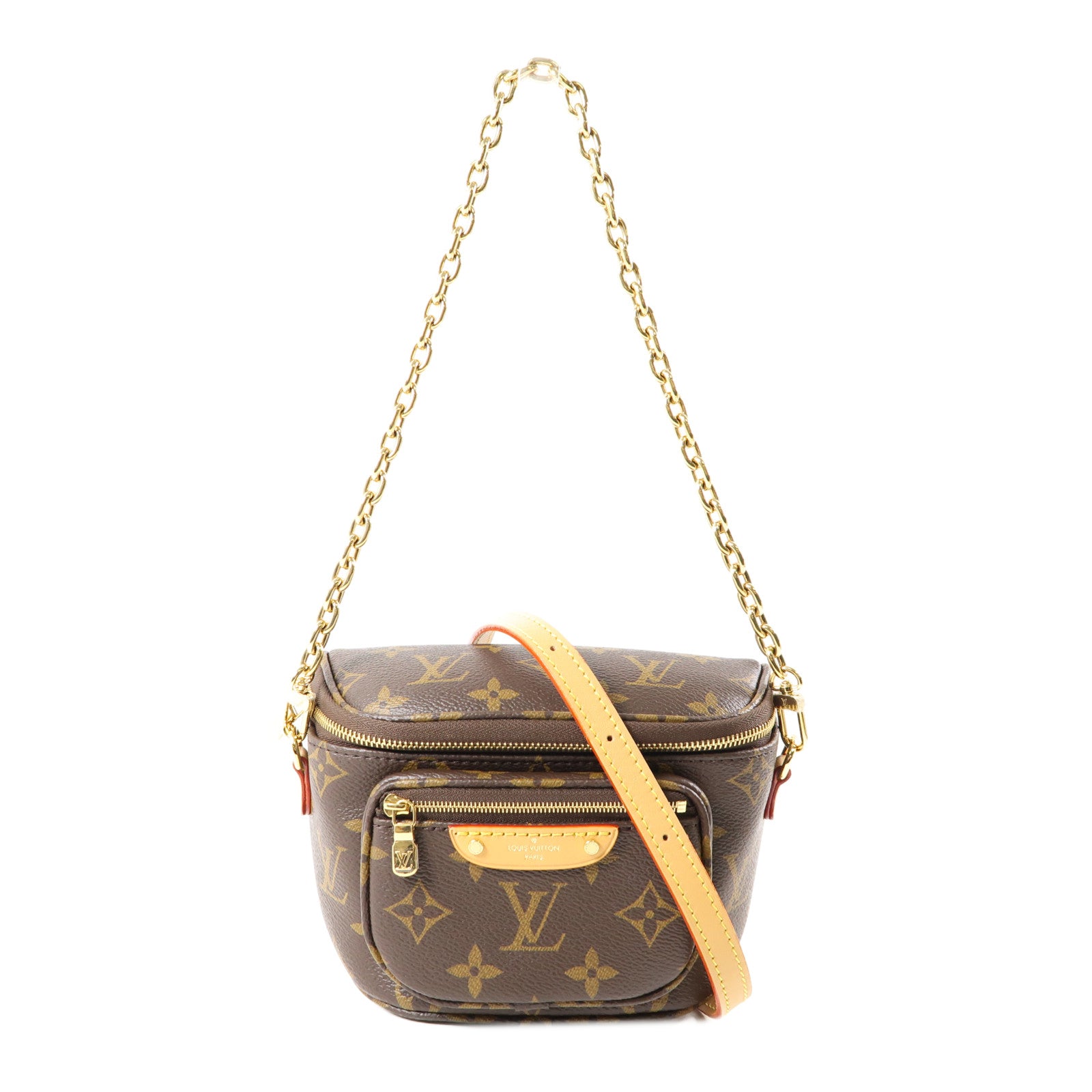 LOUIS VUITTON Monogram Mini Bumbag金扣手挽肩背兩用袋棕色