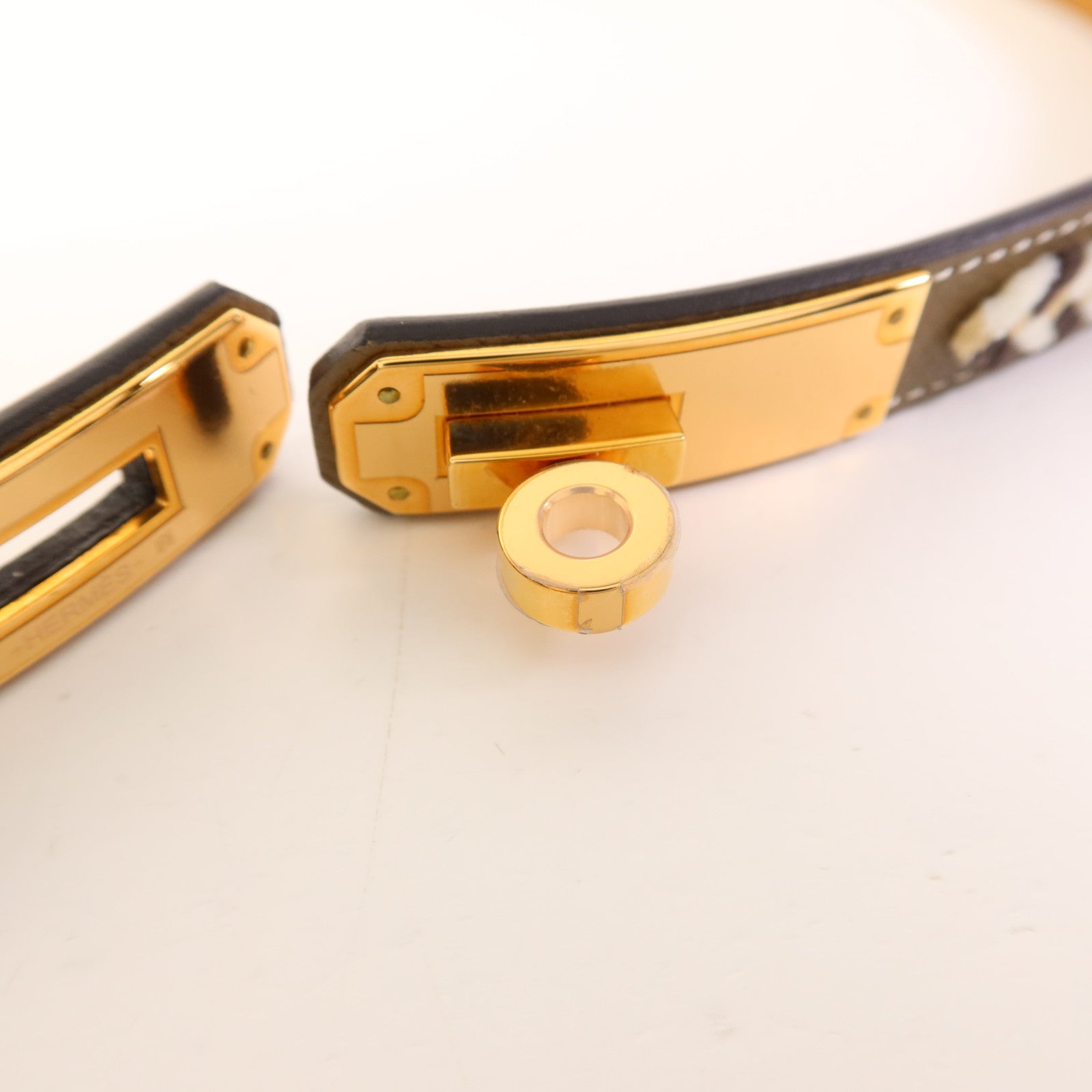 HERMES 【激減優惠】Epsom皮革Kelly Belt金扣皮帶Etoupe