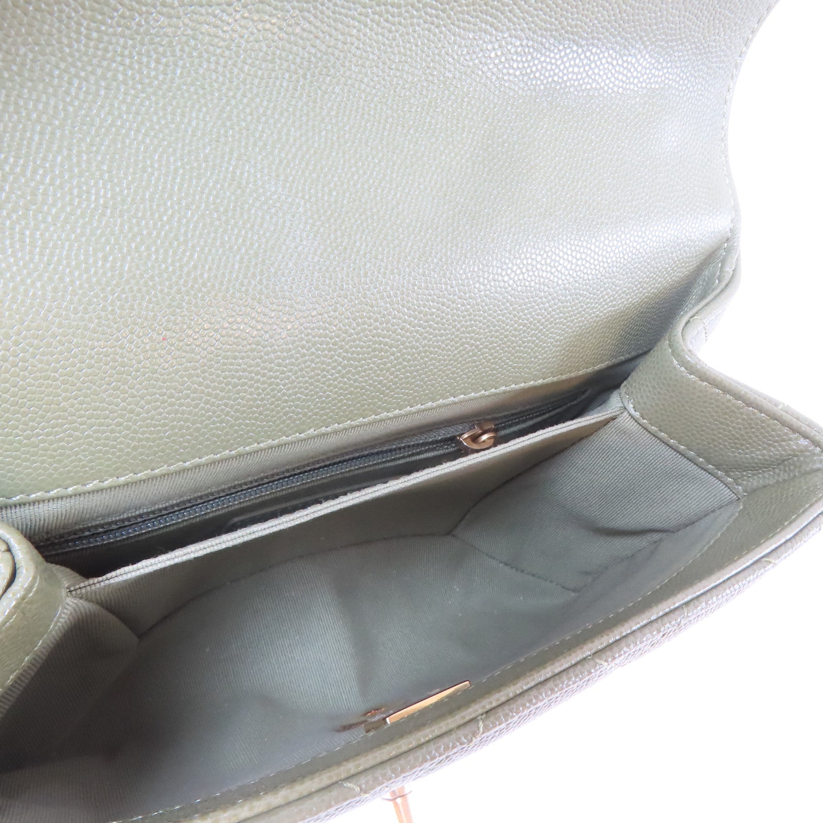 CHANEL 【激減優惠】菱格牛皮皮革21B Flap Bag金扣鏈帶手挽肩背兩用袋綠色