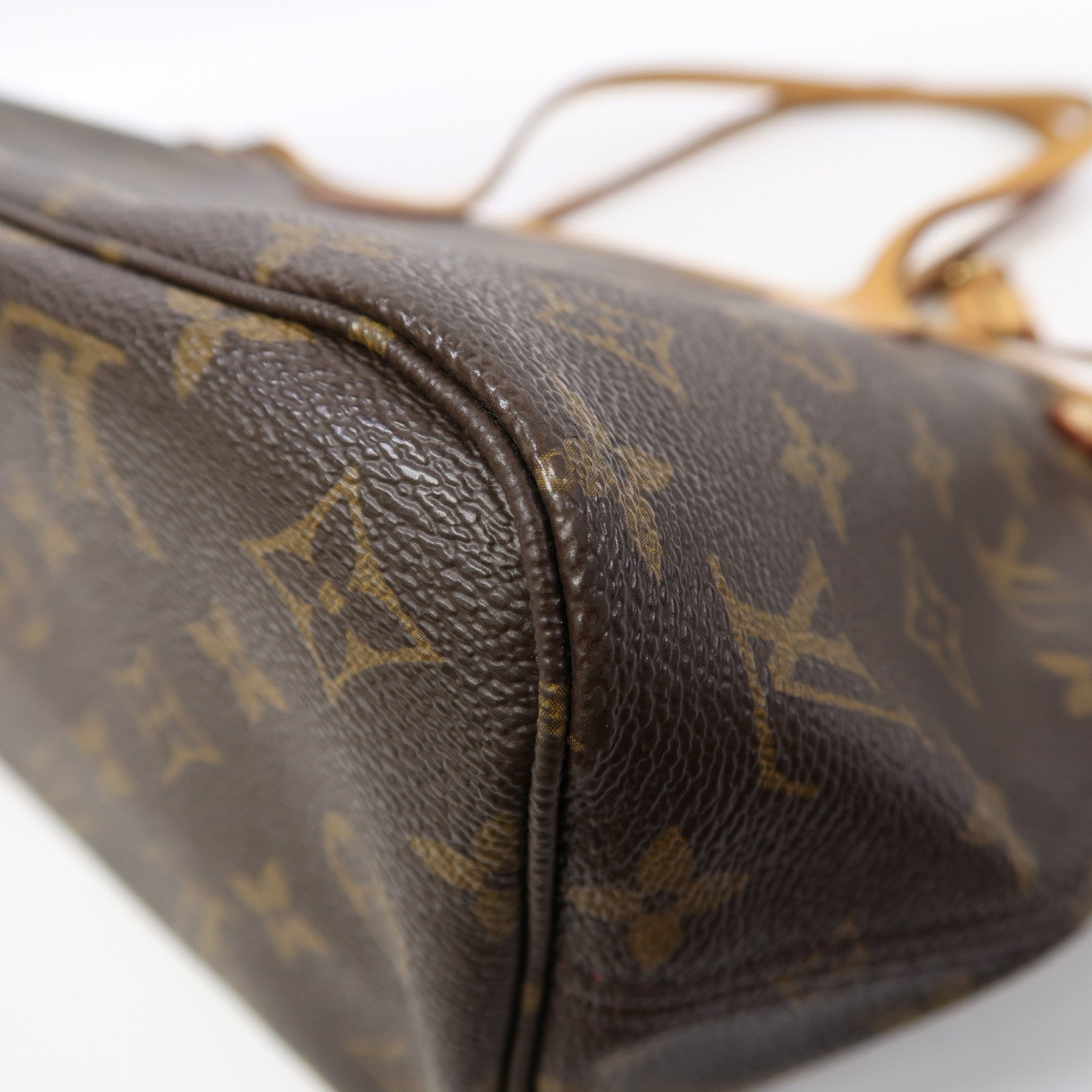 LOUIS VUITTON Monogram Neverfull PM金扣肩背袋啡色