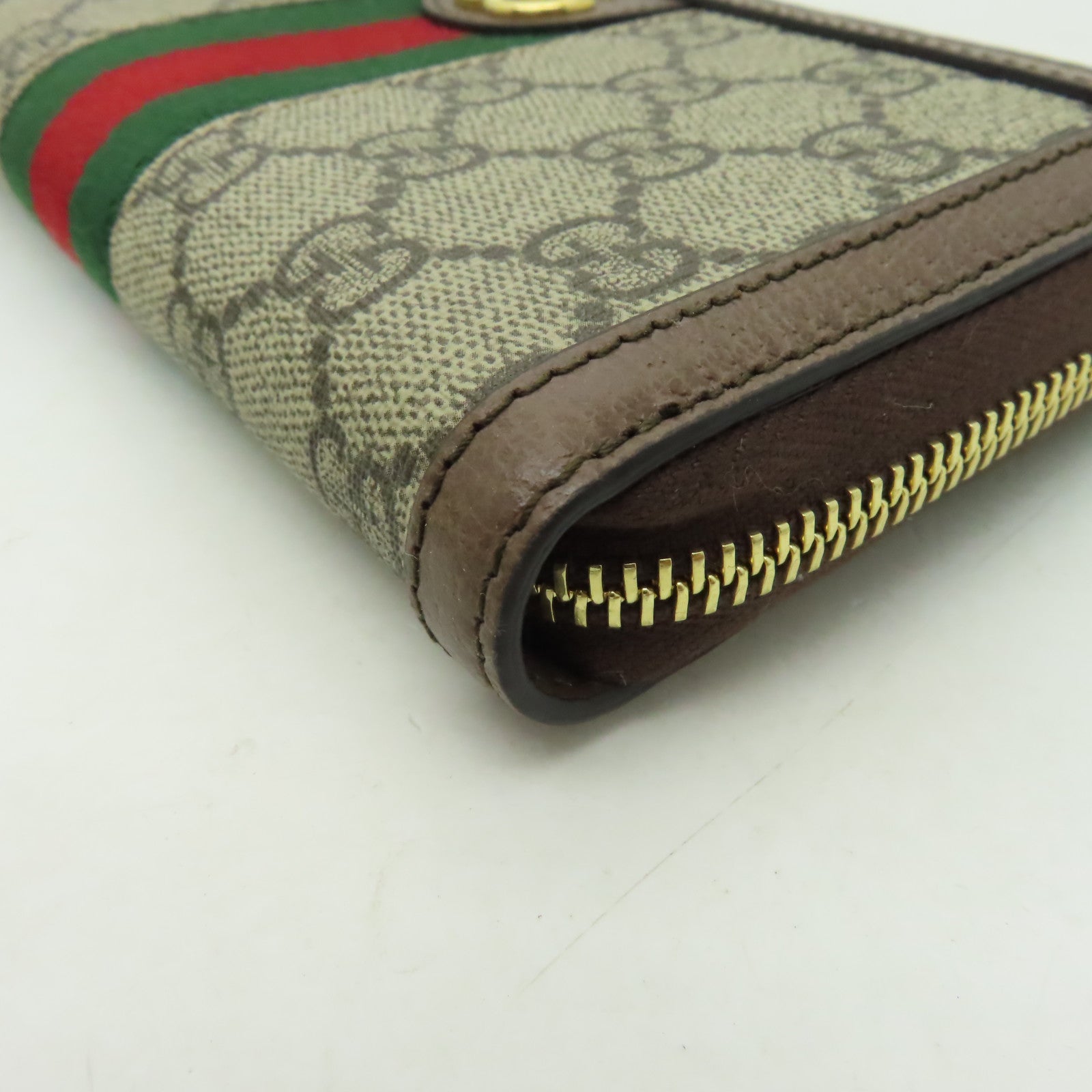 GUCCI 【激減優惠】塗層帆布Zipper Long Wallet金扣長錢包啡色