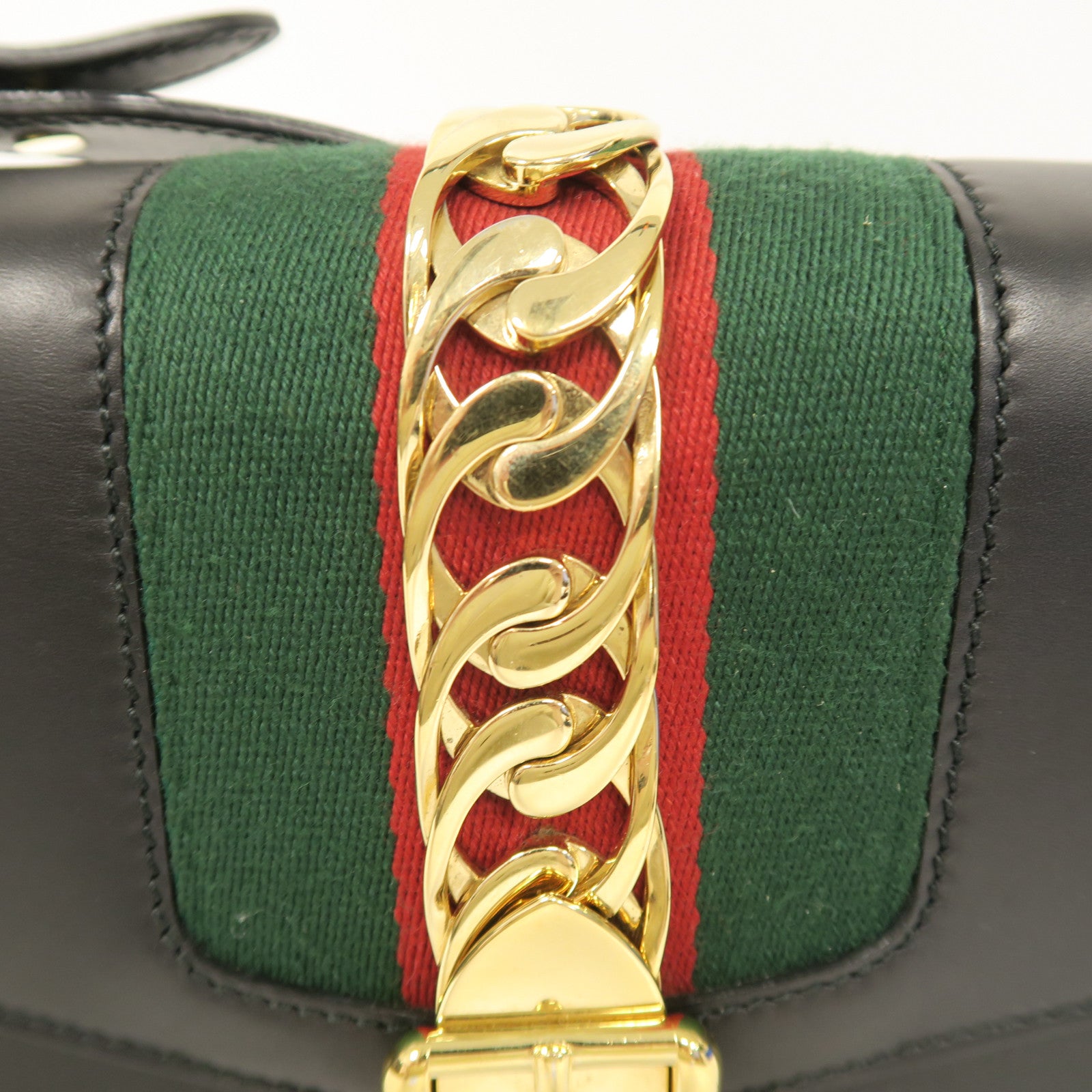 GUCCI 【激減優惠】牛皮皮革Sylvie Small金扣肩背袋黑色