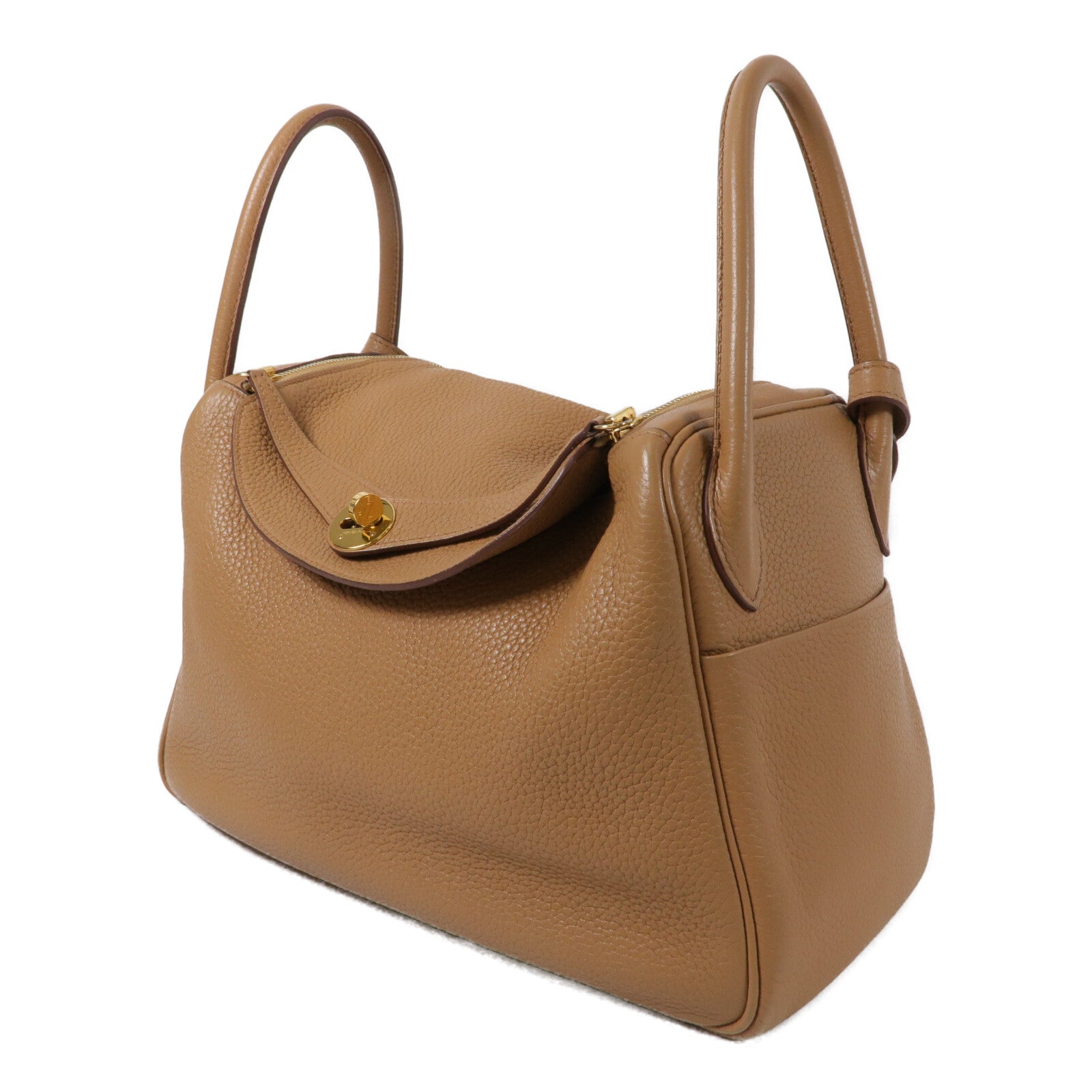 HERMES Clemence皮革Lindy 30手挽肩背兩用袋Naturel Sable