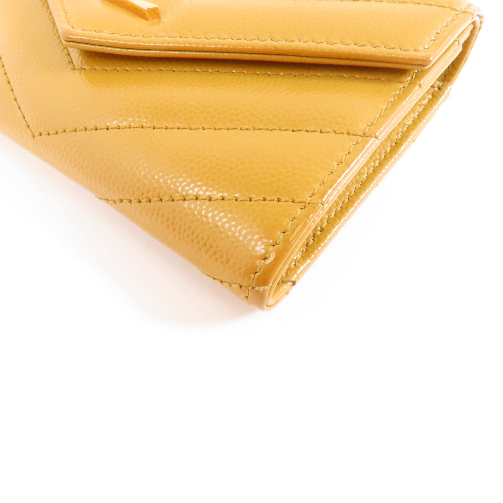 SAINT LAURENT 牛皮皮革Card Case金扣卡片套黃色