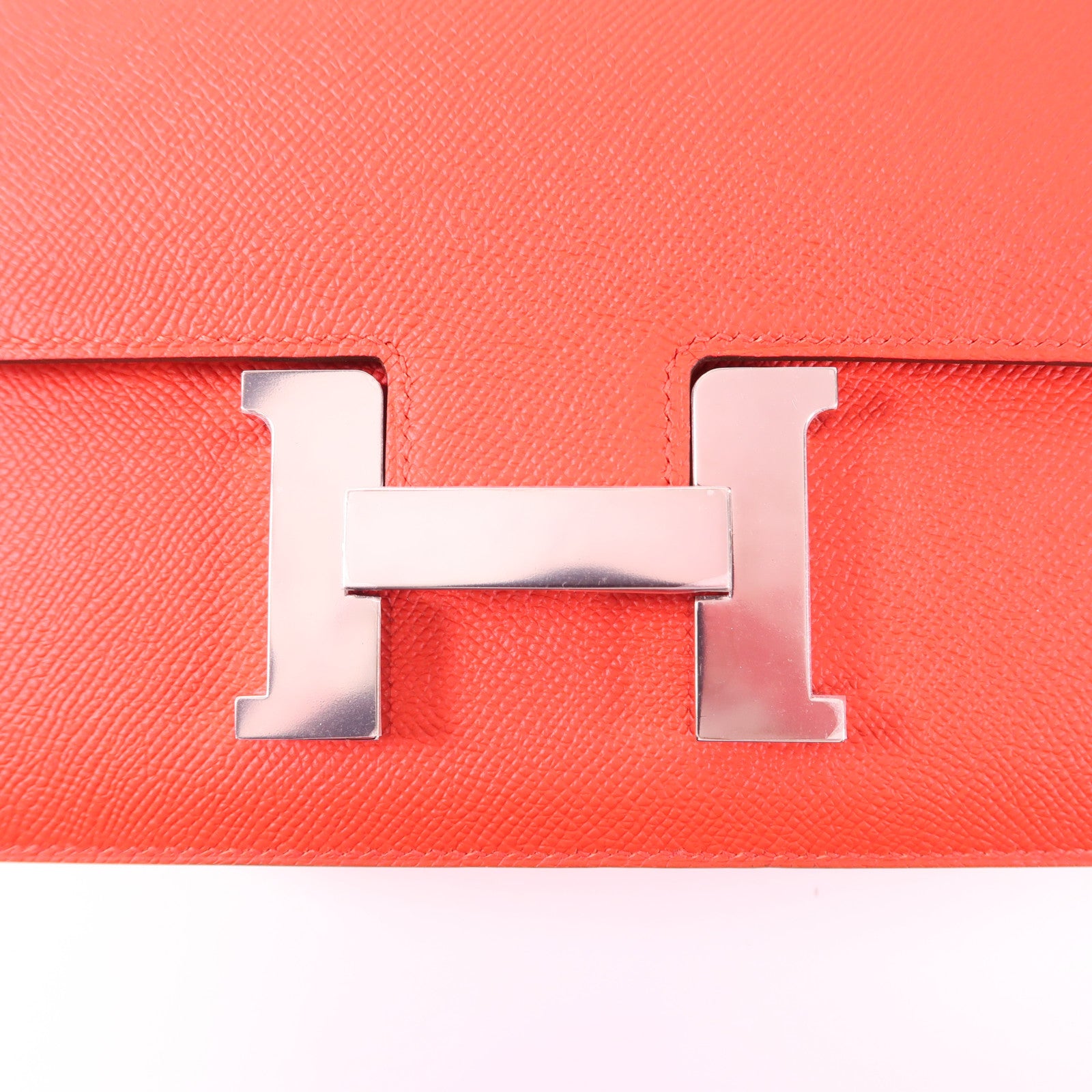 HERMES Epsom皮革Constance 24銀扣肩背袋S3 Rouge de coeur