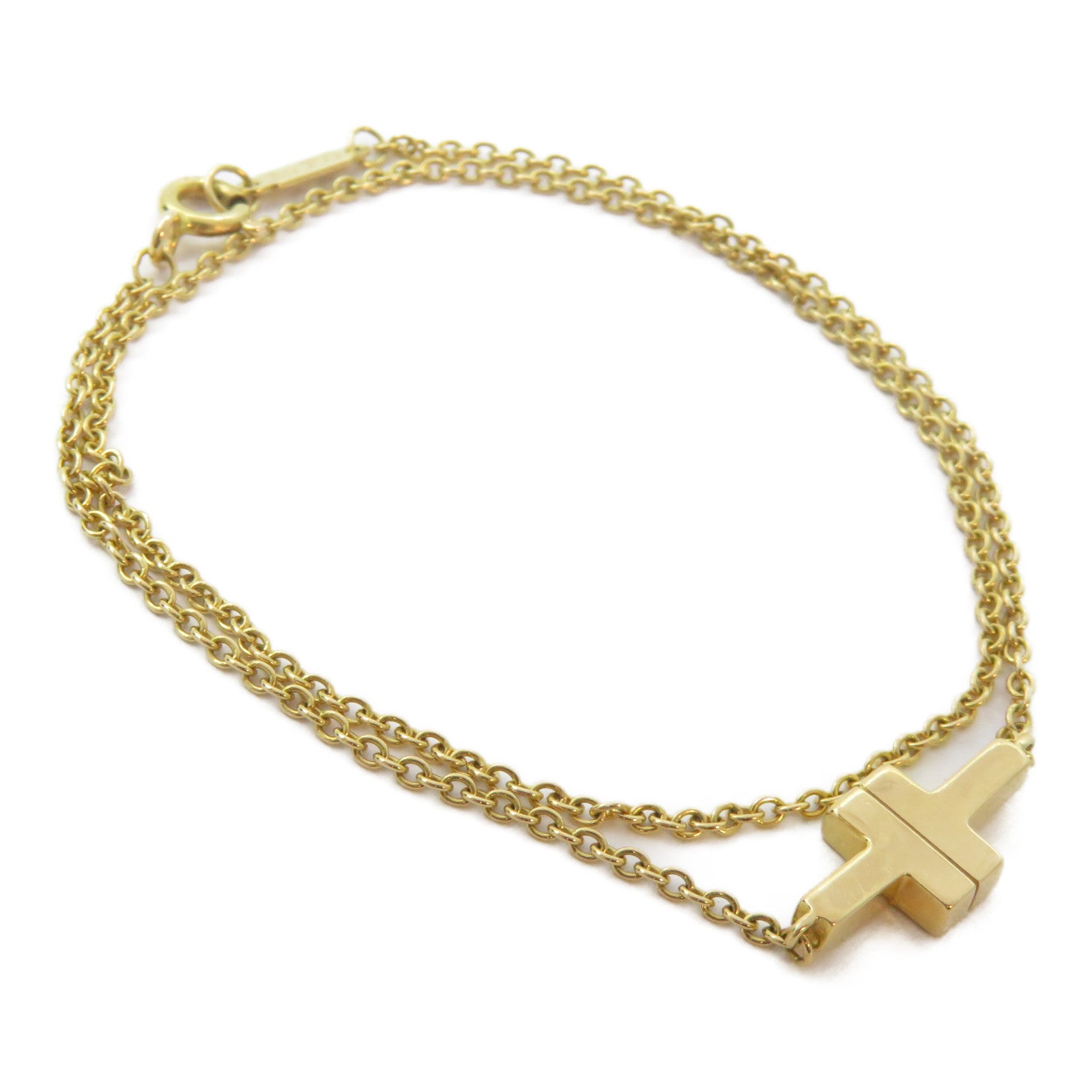 TIFFANY＆CO 18K玫瑰金T Two Double Chain Bracelet手鏈