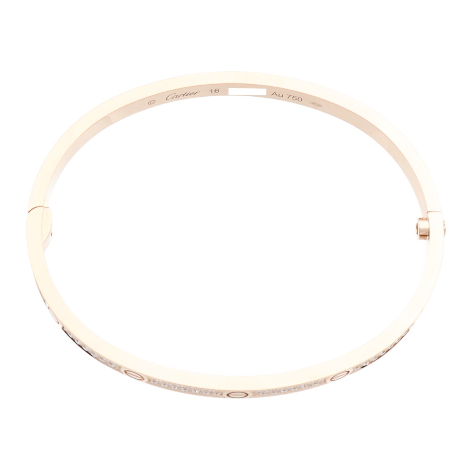 CARTIER 18K玫瑰金Love Bangle SM Paved鑽石手鐲Cartier#16