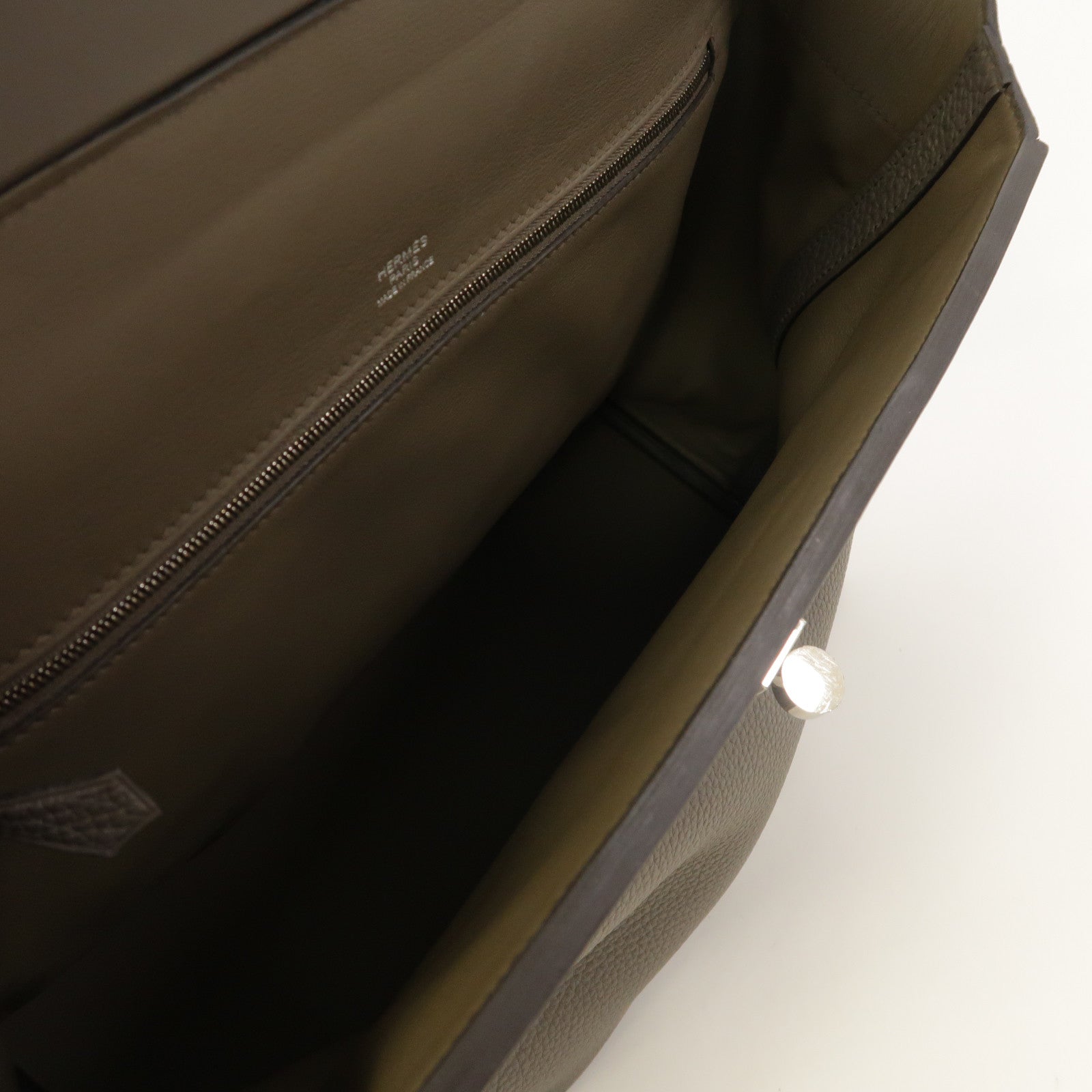 HERMES Togo/Swift皮革24/24 35cm銀扣手挽袋錫器灰色