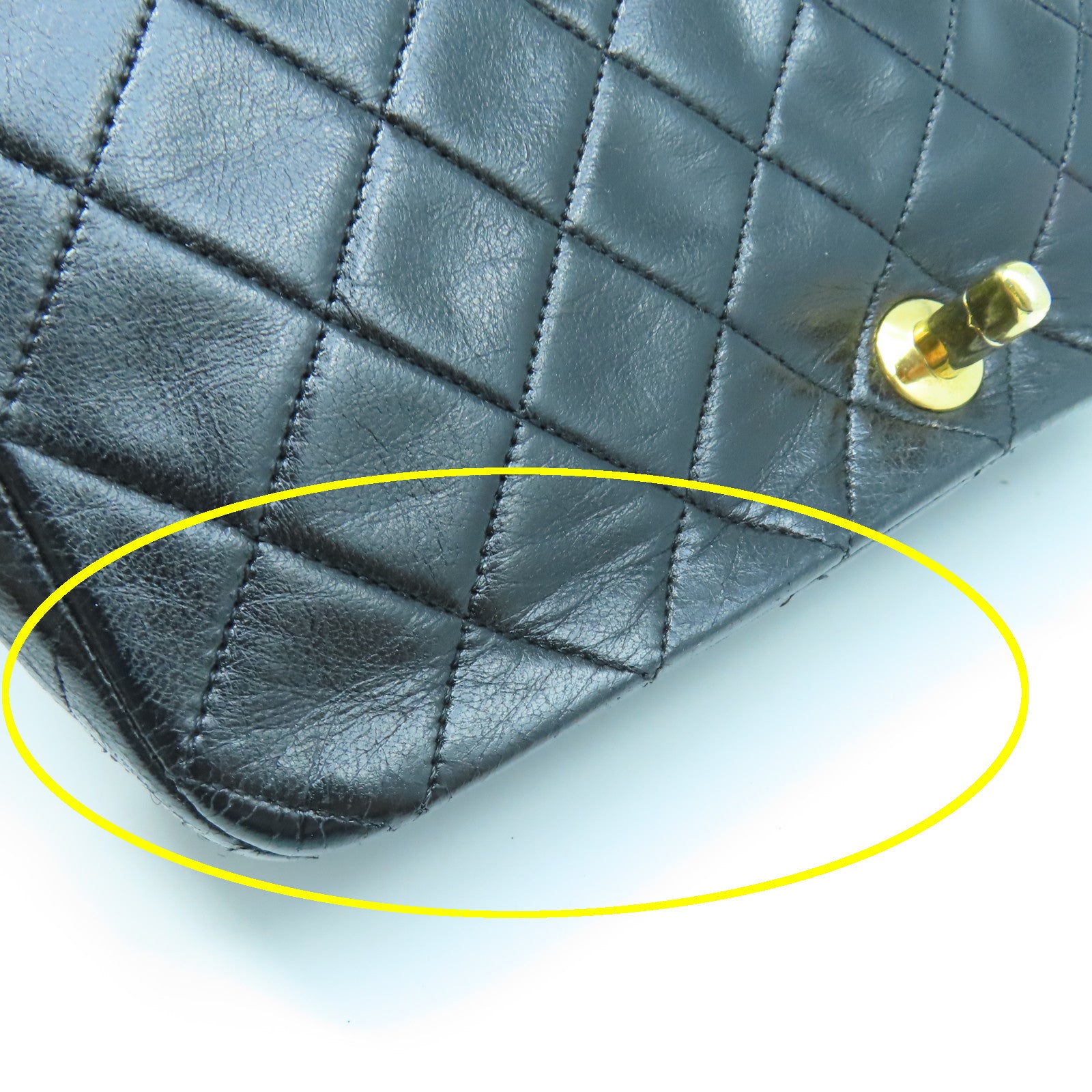 CHANEL rhombic sheepskin leather Chain Shoulder gold buckle shoulder bag black
