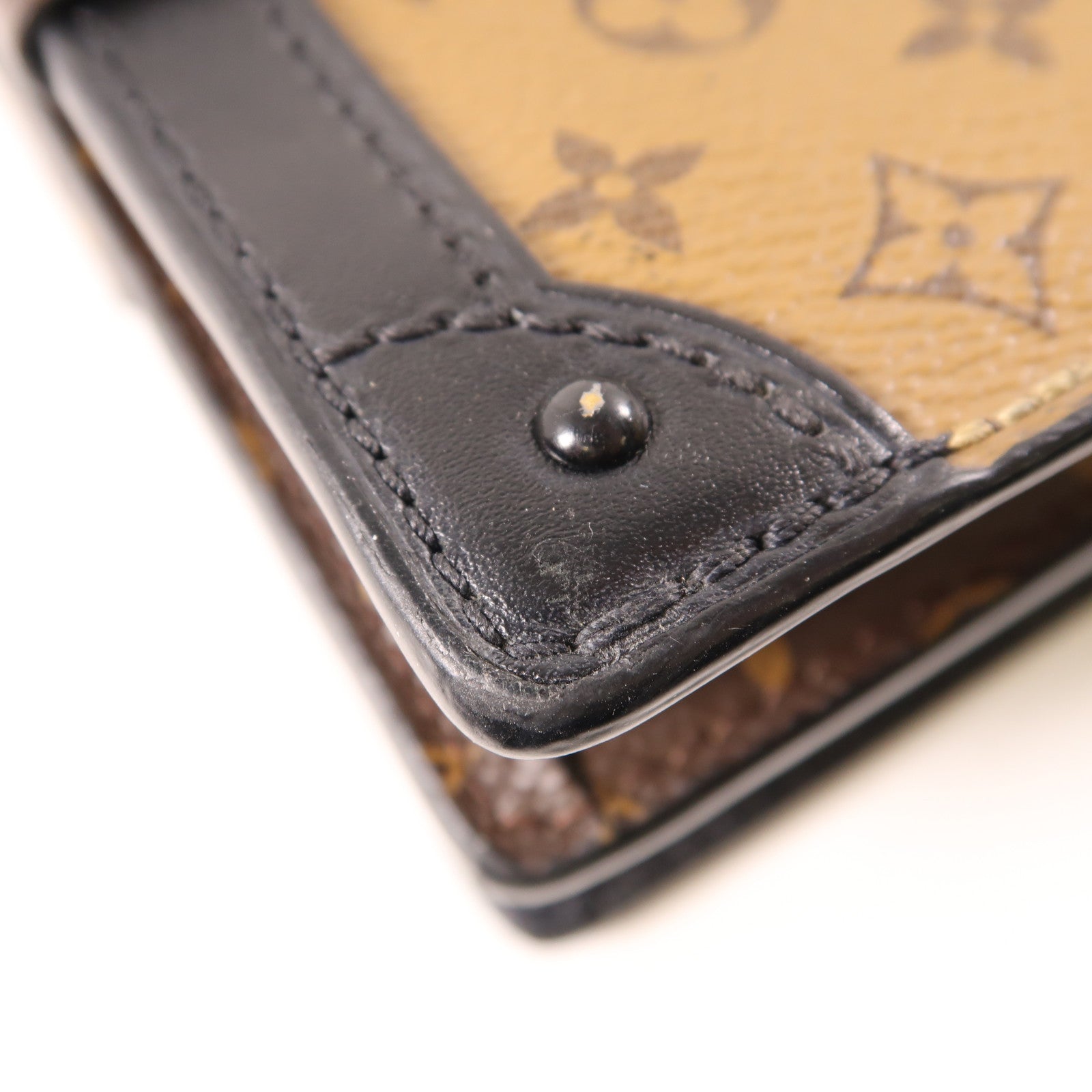 LOUIS VUITTON Monogram Reverse Trunk Clutch金扣肩背袋棕色