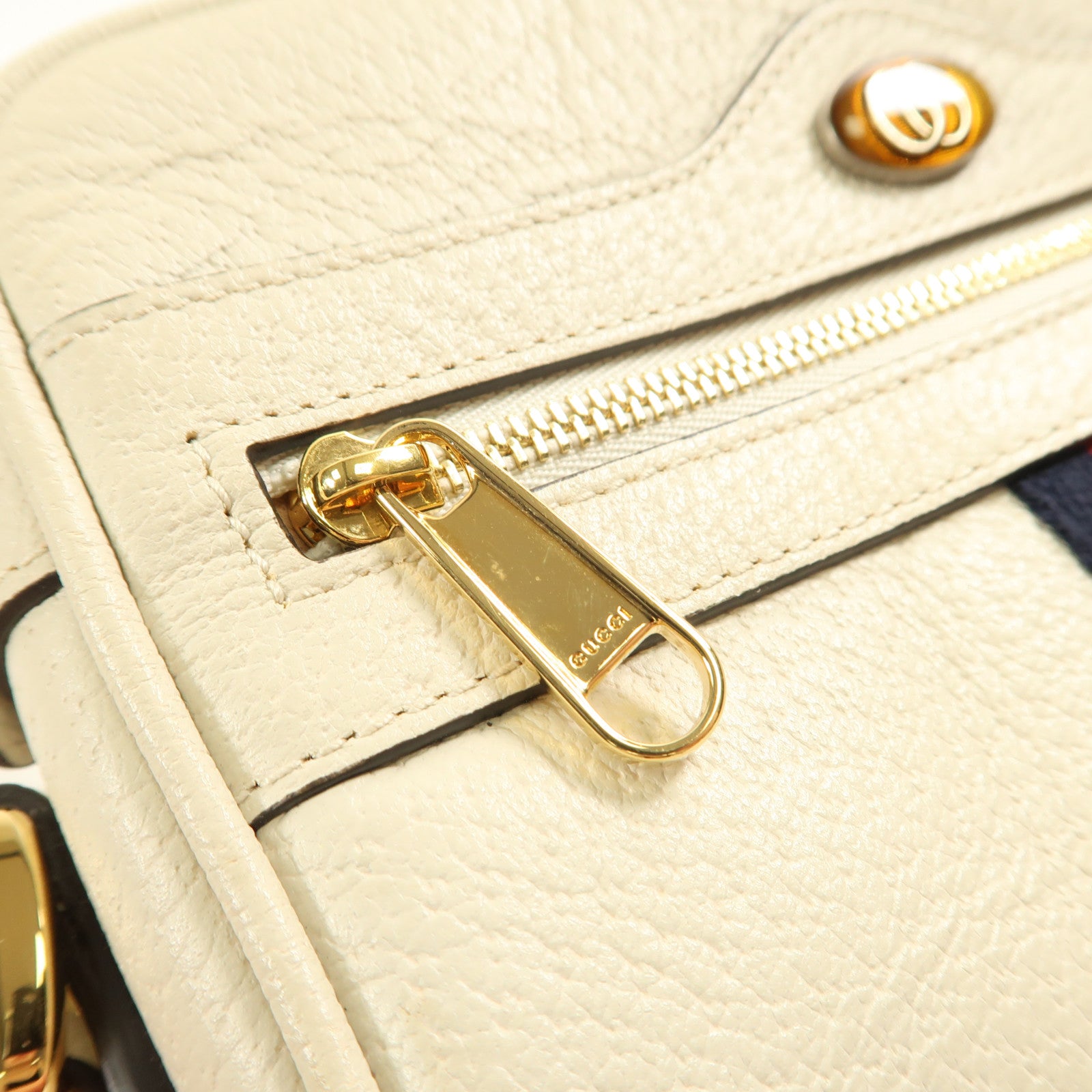 GUCCI GG GHW Ophidia Mini Shoulder Bag Calfskin Leather 517350 White