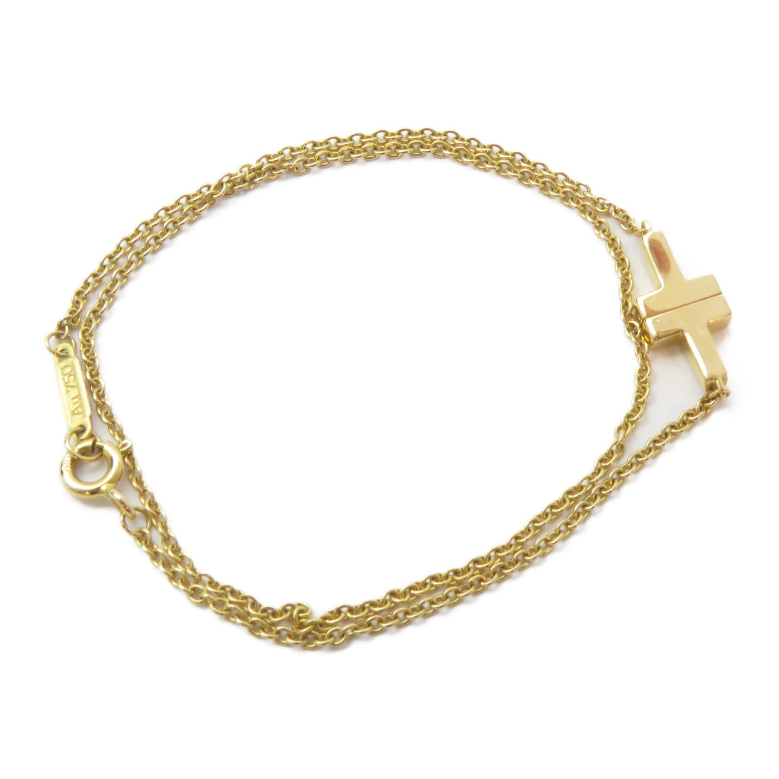 TIFFANY＆CO 18K玫瑰金T Two Double Chain Bracelet手鏈