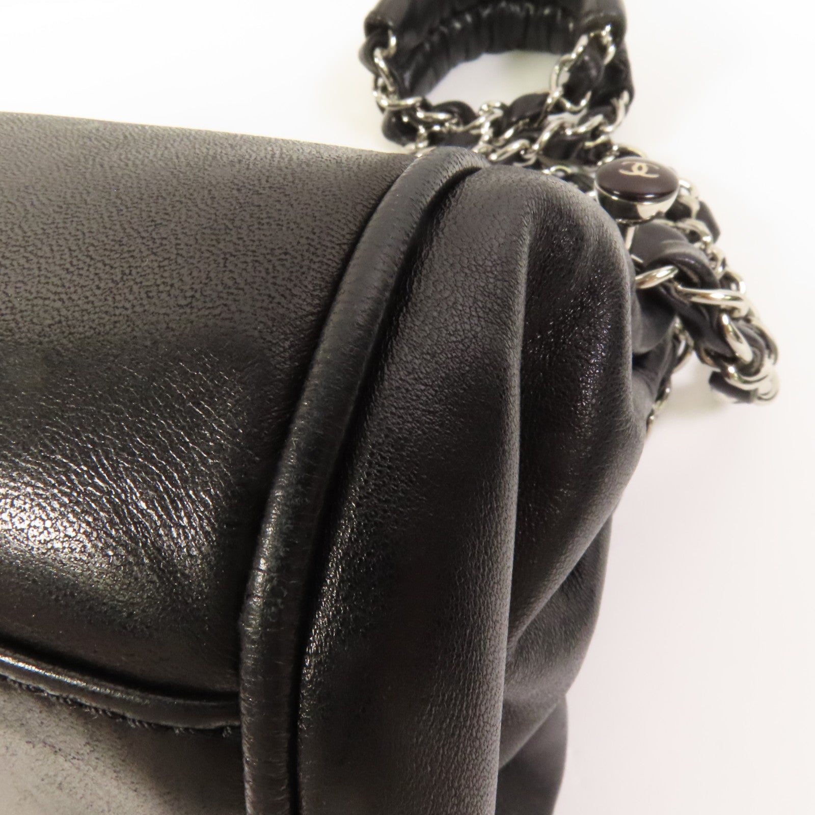 CHANEL 羊皮皮革Shoulder Bag銀扣鏈帶肩背袋