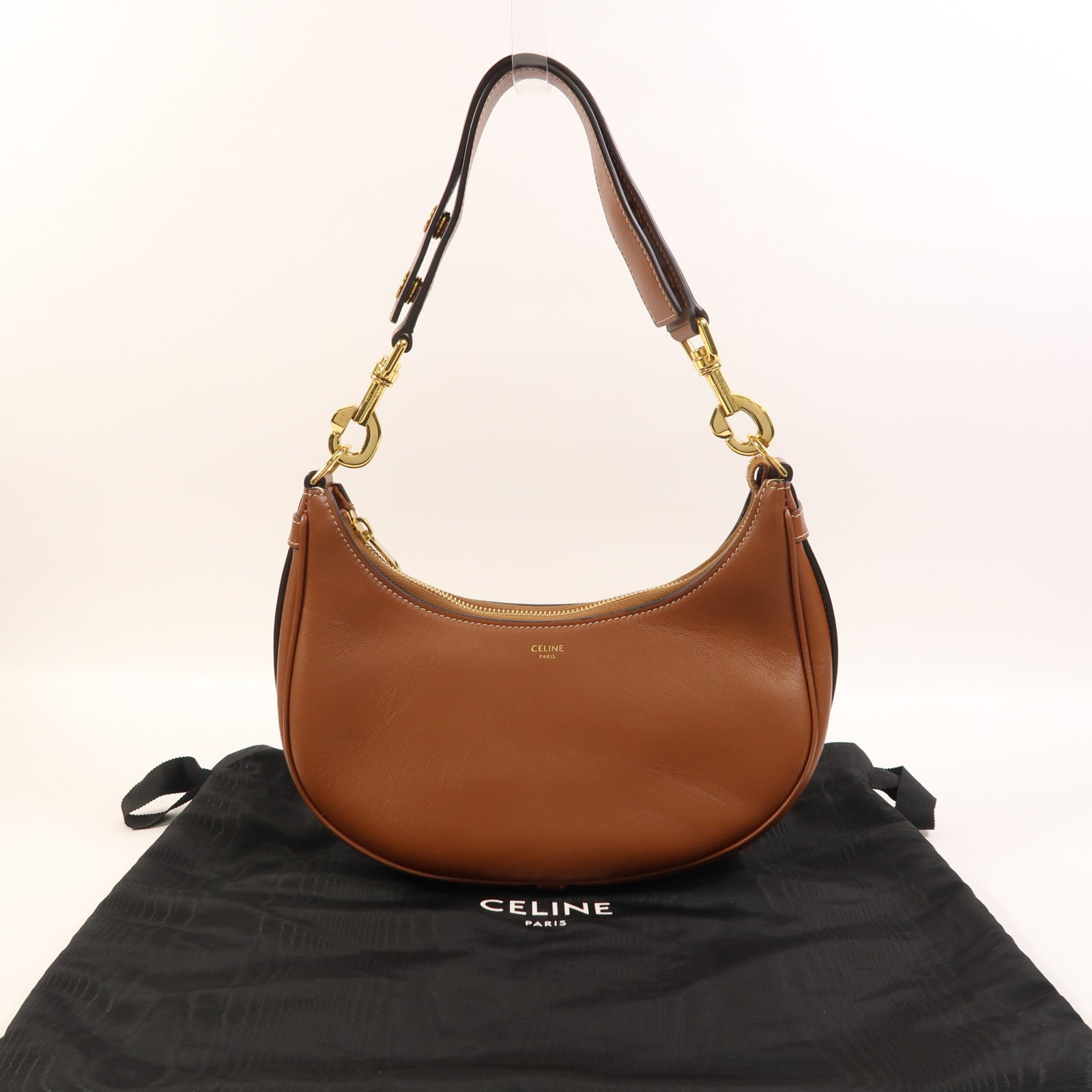 CELINE 牛皮皮革Ava金扣肩背袋